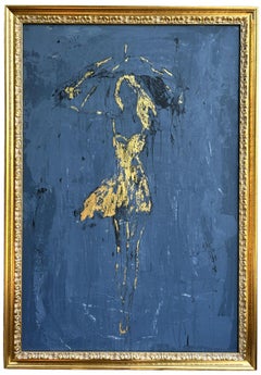 "umbrella girl series" Blue- Gold Edition No.14, Painting, 21st Century, Acrylic
