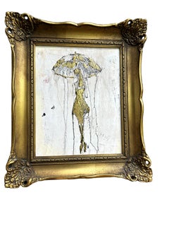 "Serie della ragazza con l'ombrello" Edizione Gold, RK7TS, Astratto, Pittura, XXI secolo