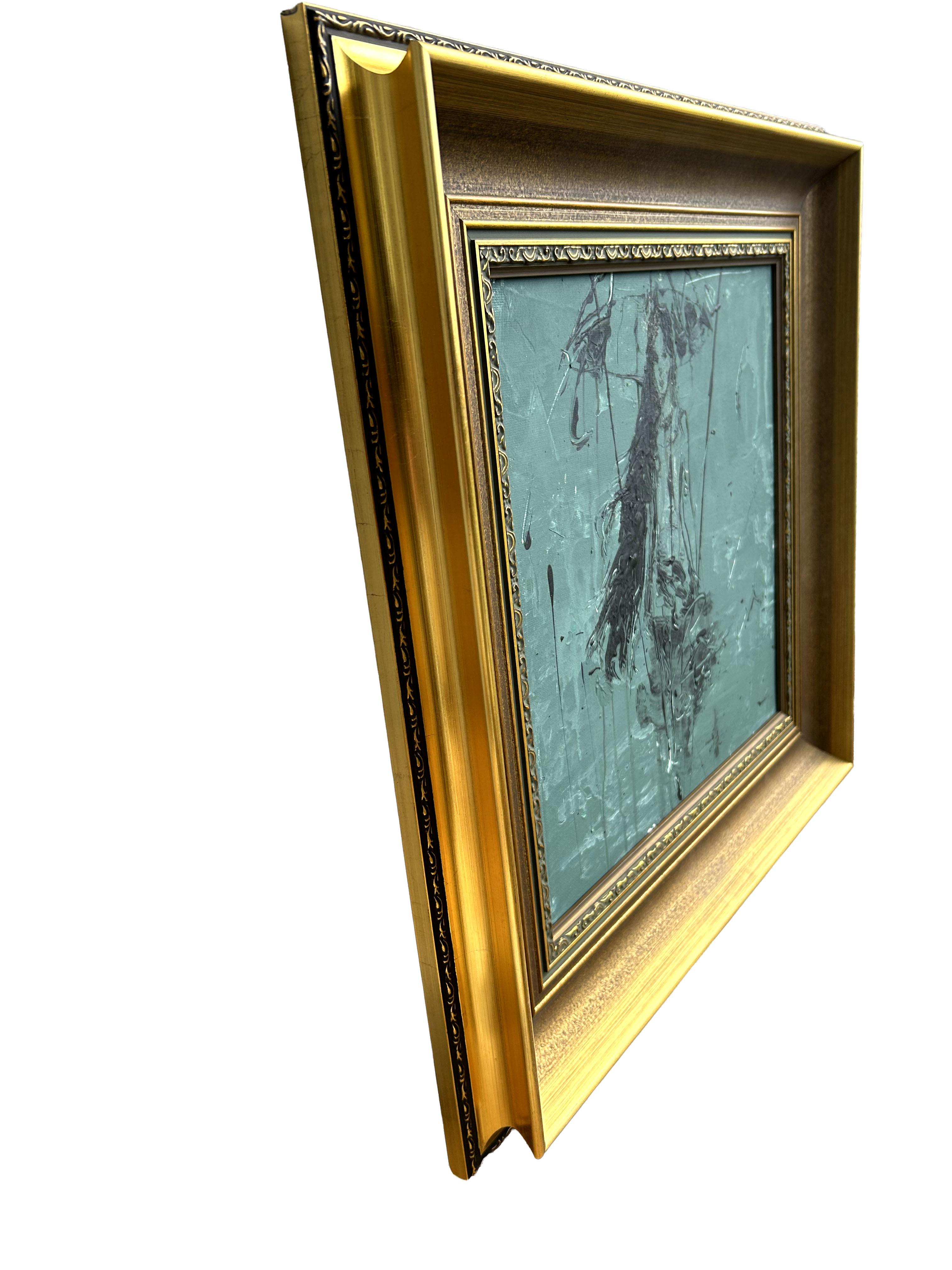 L'œuvre d'art mesure 11.81 x 11.81 pouces

Le cadre mesure 17.32 x 17.32 x 1.57 pouces

Encadré dans une moulure en bois contemporaine de haute qualité. 
Couleur : or antique


Artistics : Roger König né à Dessau, Allemagne (1968) Élève de Kurt