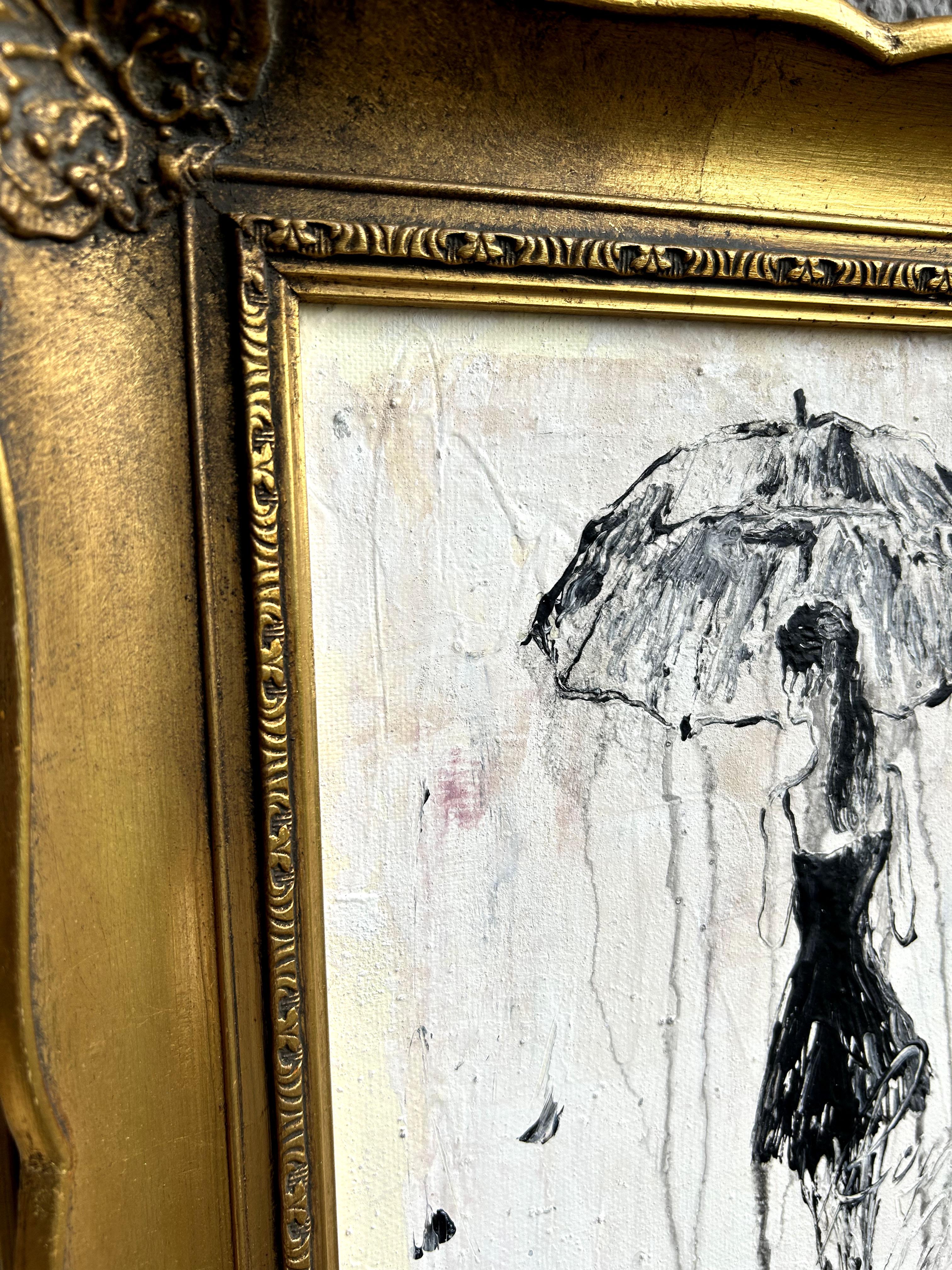 Le cadre en bois antique/doré présente des signes normaux d'usure dus à son âge, des ébréchures ou des imperfections mineures correspondant à sa période de fabrication.

L'œuvre d'art mesure 11.8 x 9.4 pouces
Le cadre mesure 15 x 13