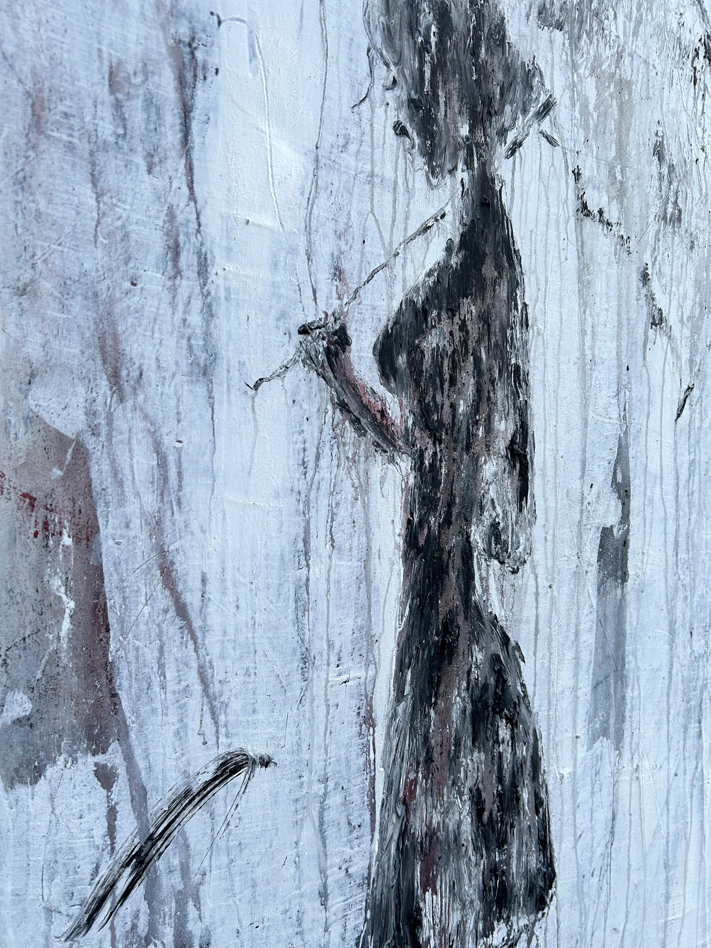 „umbrella girl series“ RKT1, Abstraktes Gemälde, 21. Jahrhundert, Acryl, Ton im Angebot 2