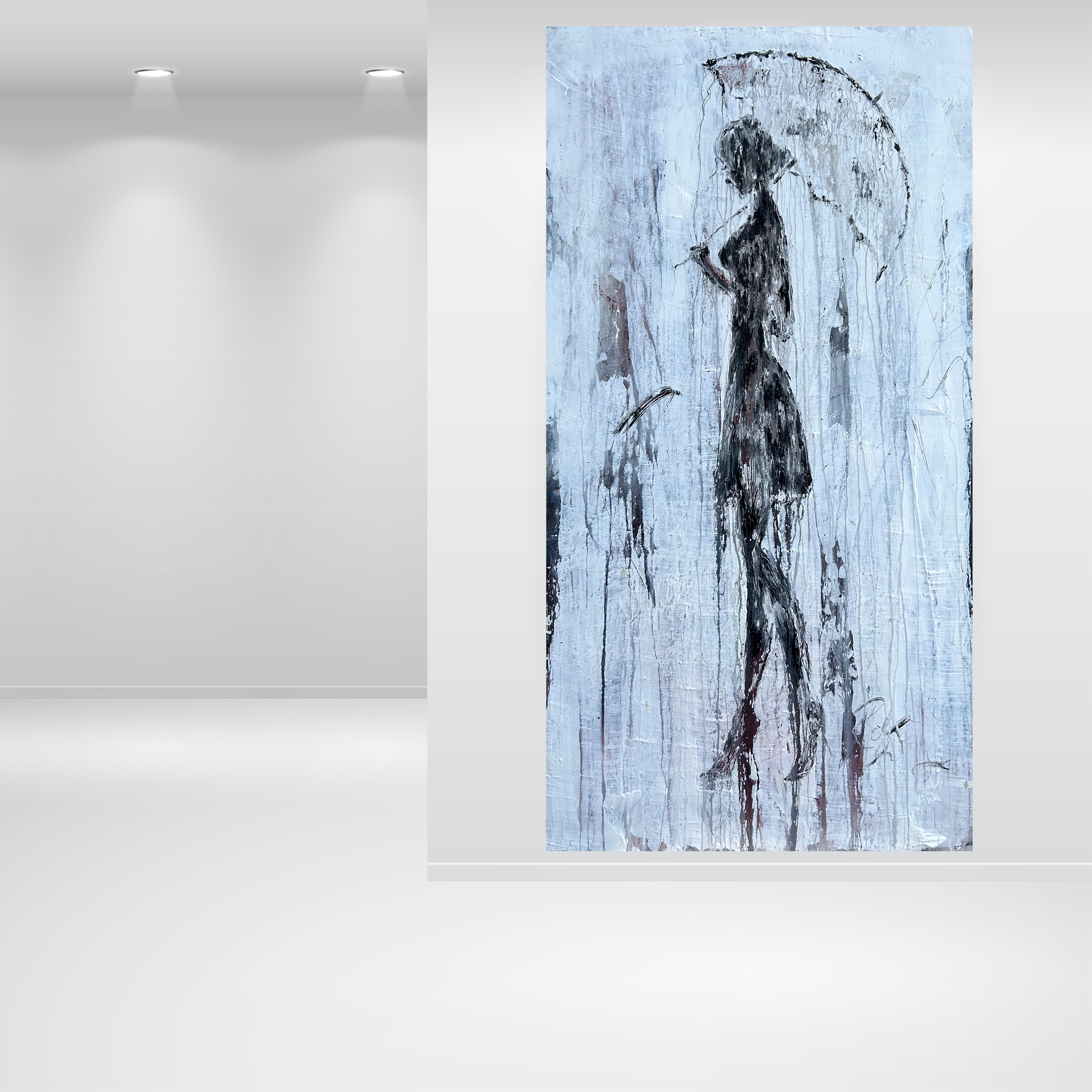 „umbrella girl series“ RKT1, Abstraktes Gemälde, 21. Jahrhundert, Acryl, Ton im Angebot 3