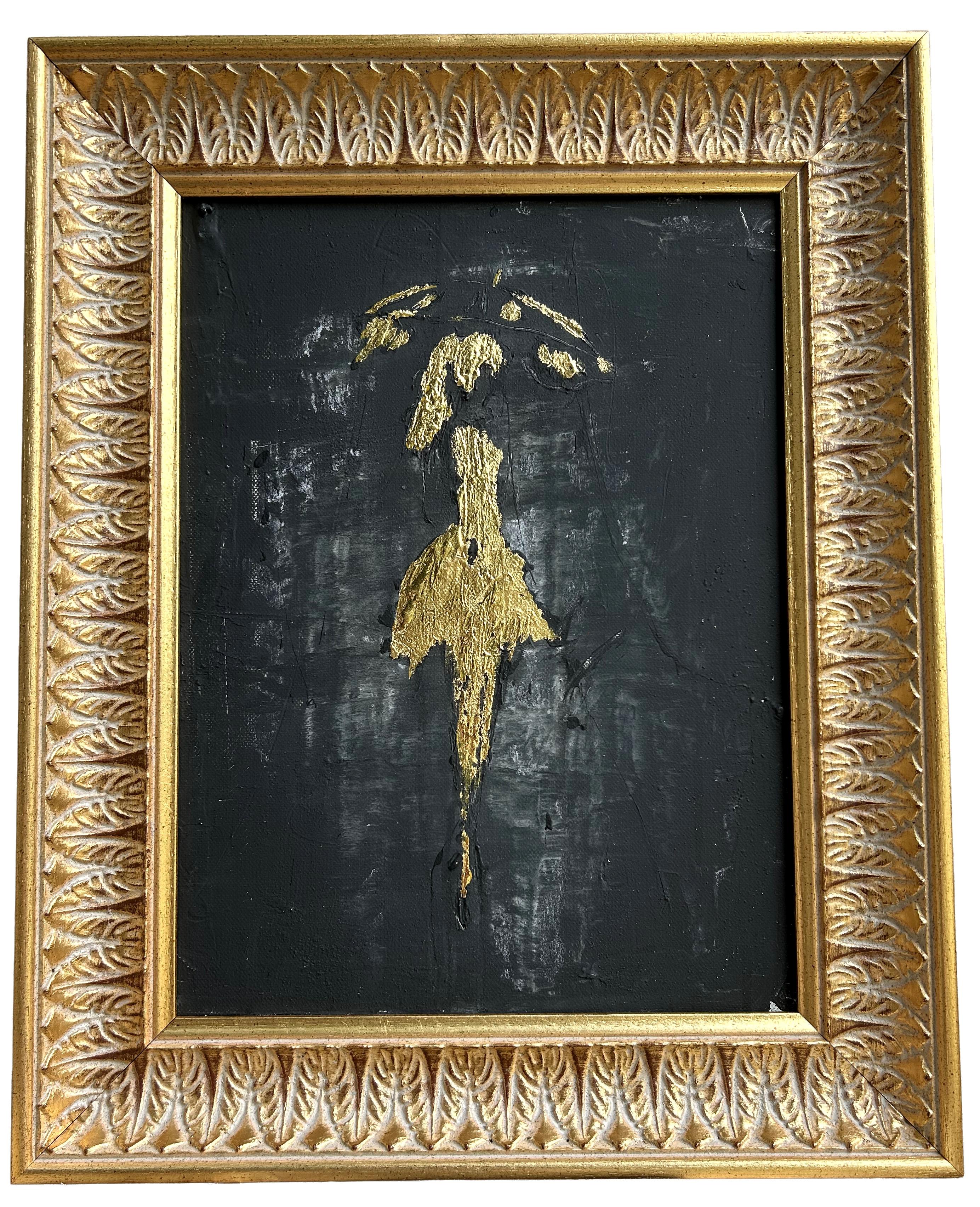 « Série des filles au parapluie », Édition d'or n° 15, Abstrait, XXIe siècle, Acrylique, Argile