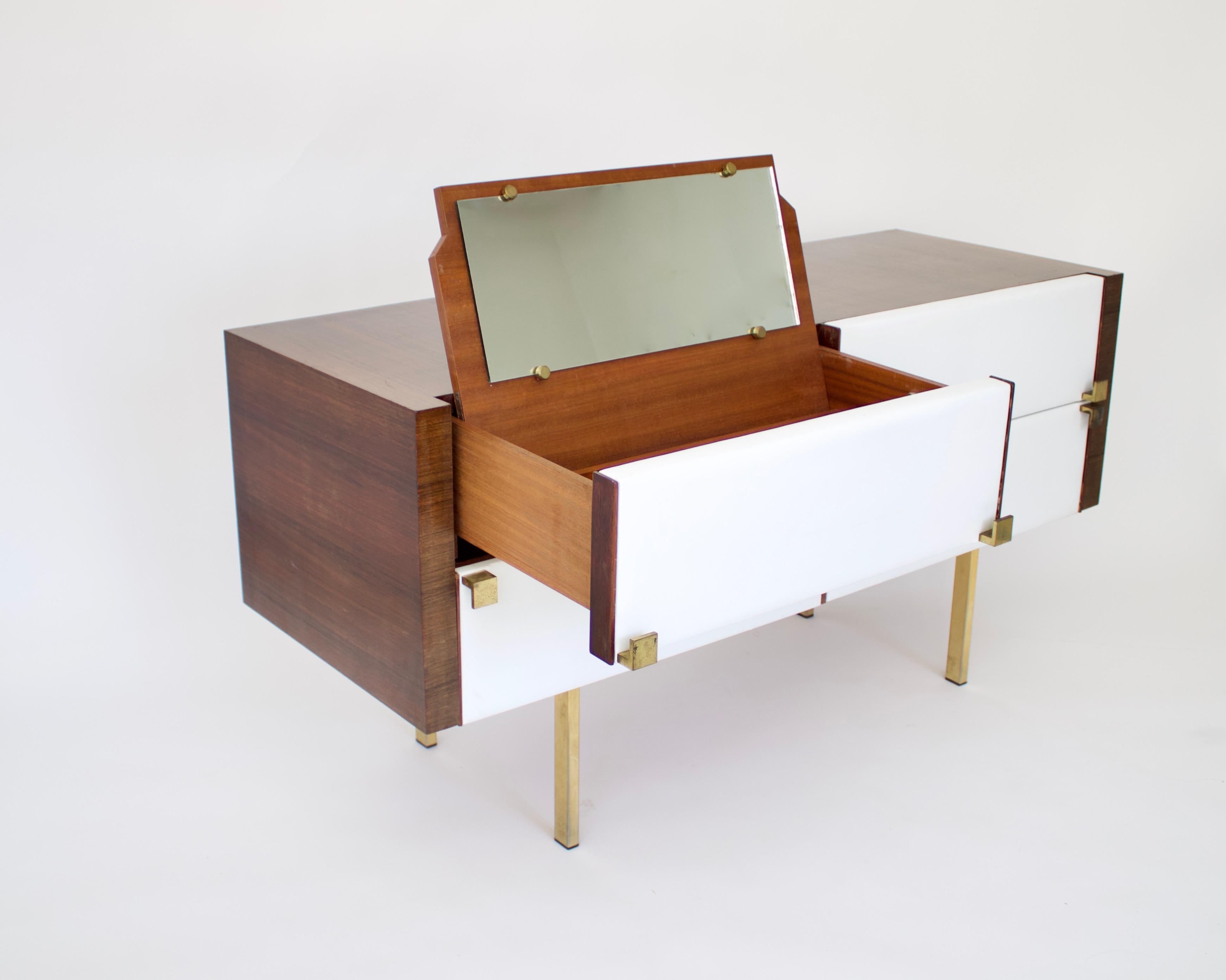 Roger Landault French Mahogany and Leather Vanity Dresser 4