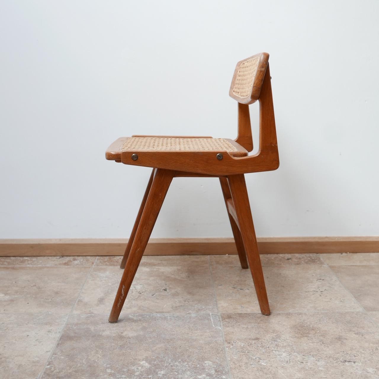 Roger Landault Mid-Century Wood and Cane Desk Chair 4