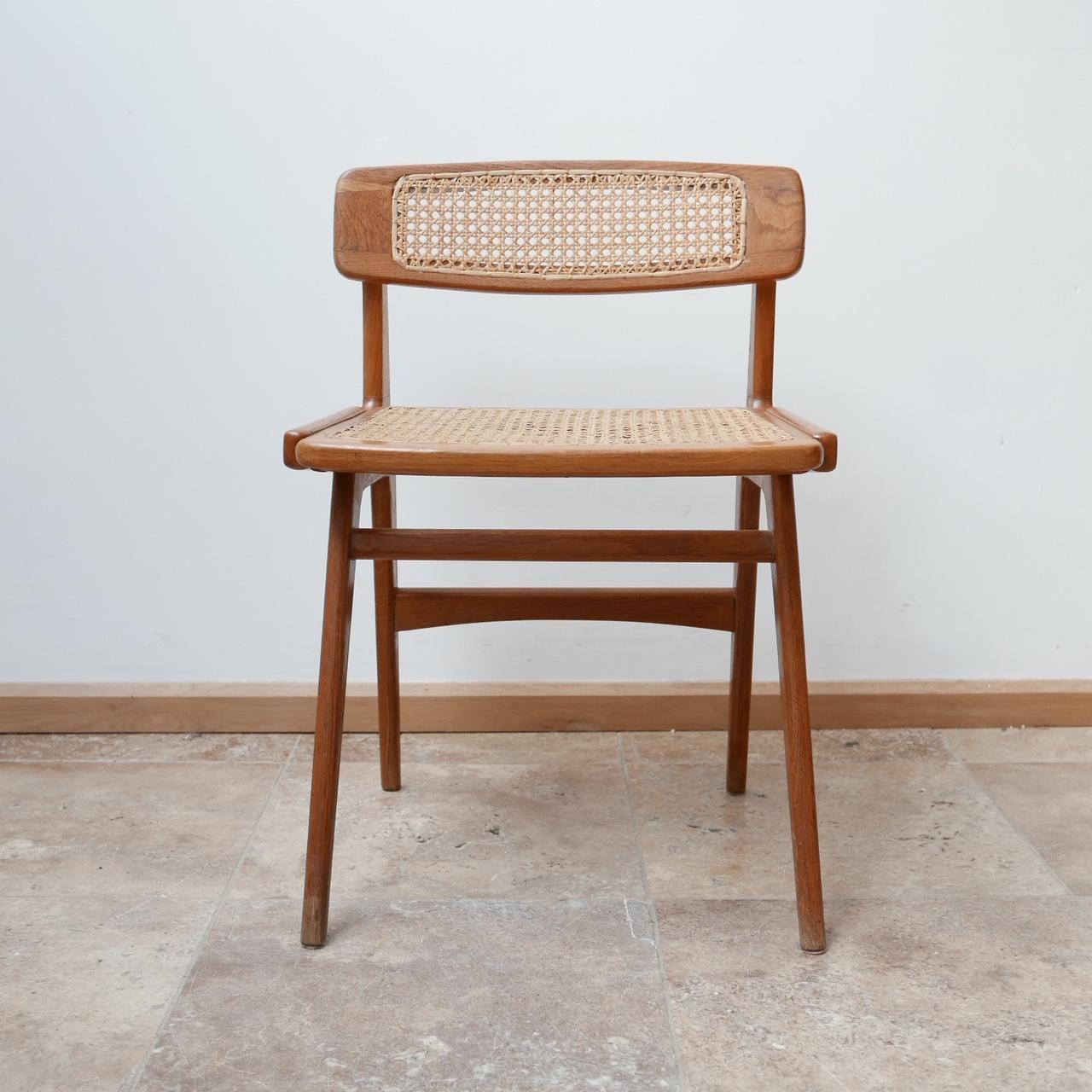 Roger Landault Mid-Century Wood and Cane Desk Chair 5