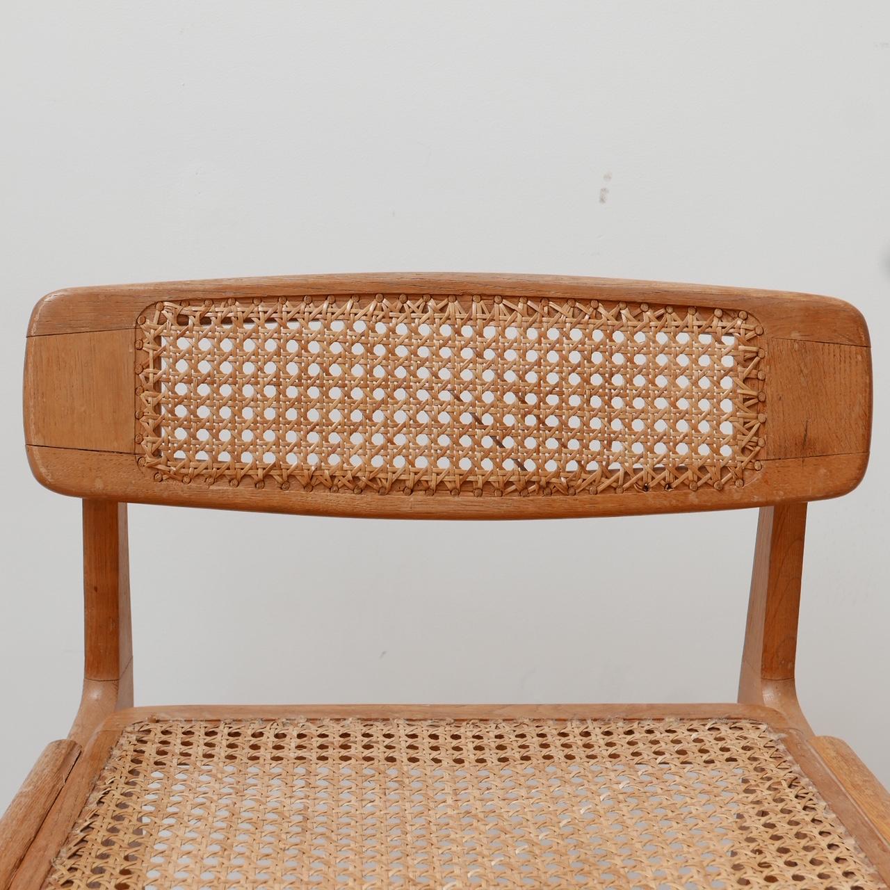 Roger Landault Mid-Century Wood and Cane Desk Chair 1