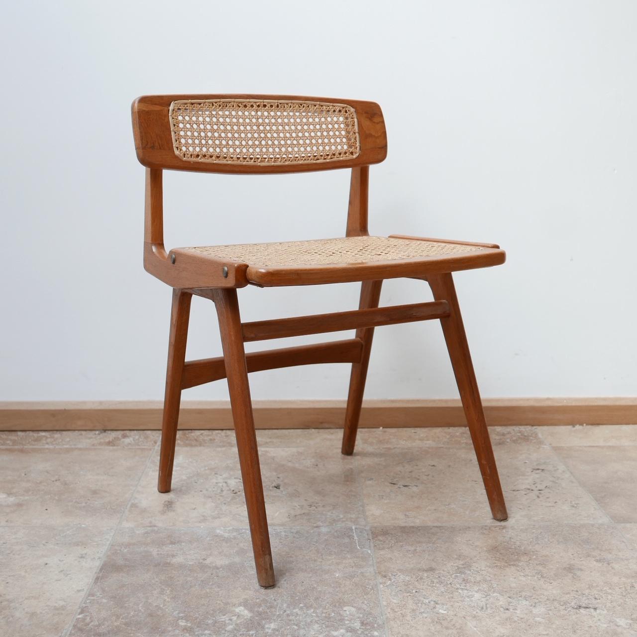 Roger Landault Mid-Century Wood and Cane Desk Chair 1