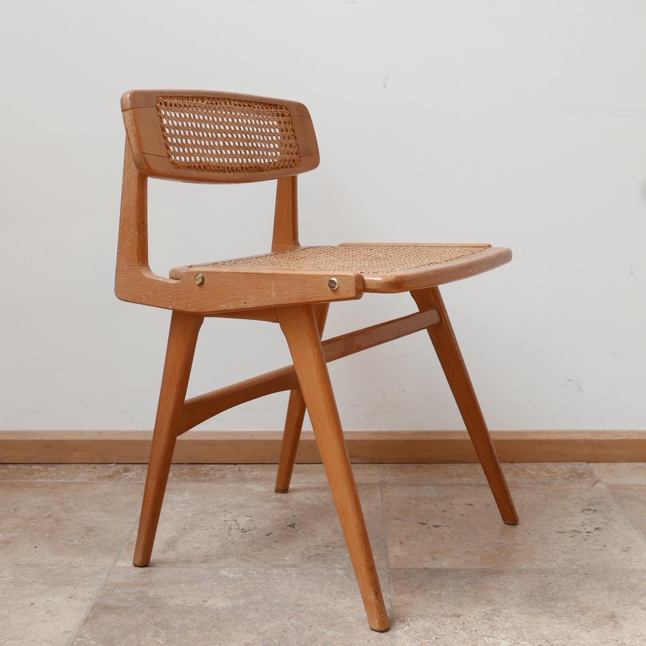 Roger Landault Mid-Century Wood and Cane Desk Chair 2