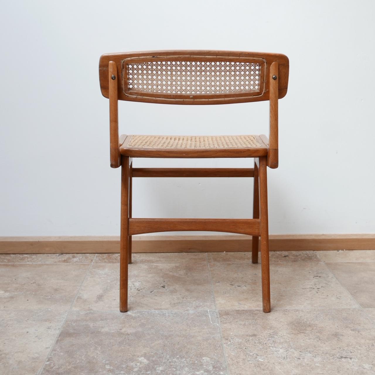 Roger Landault Mid-Century Wood and Cane Desk Chair 2
