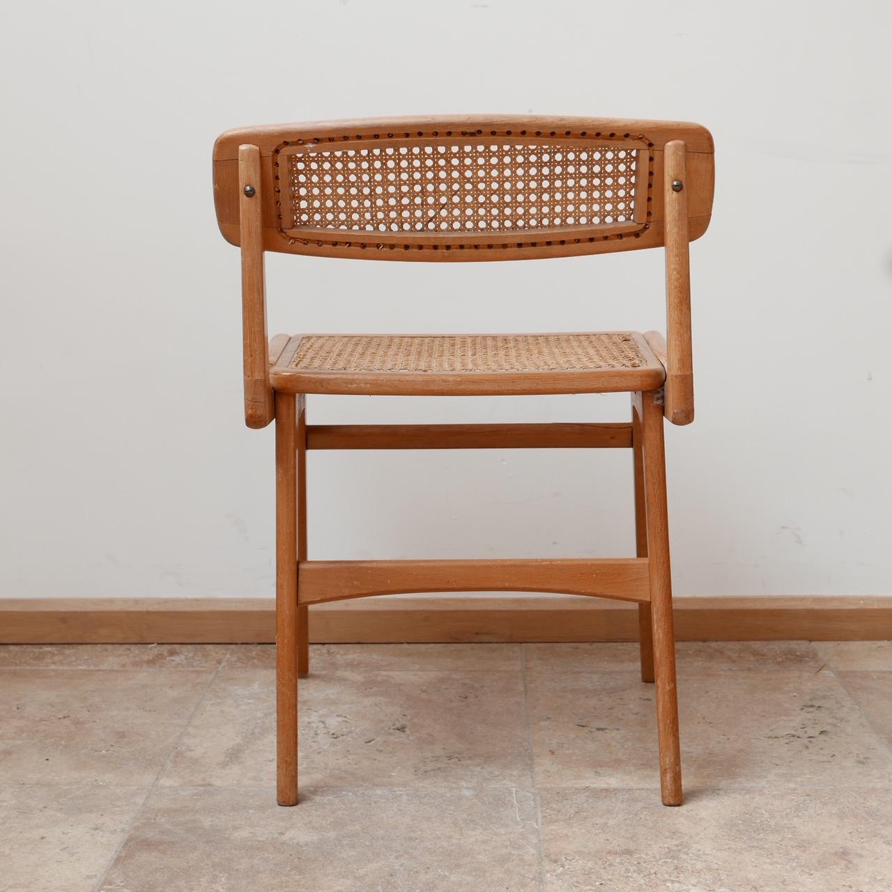 Roger Landault Mid-Century Wood and Cane Desk Chair 3