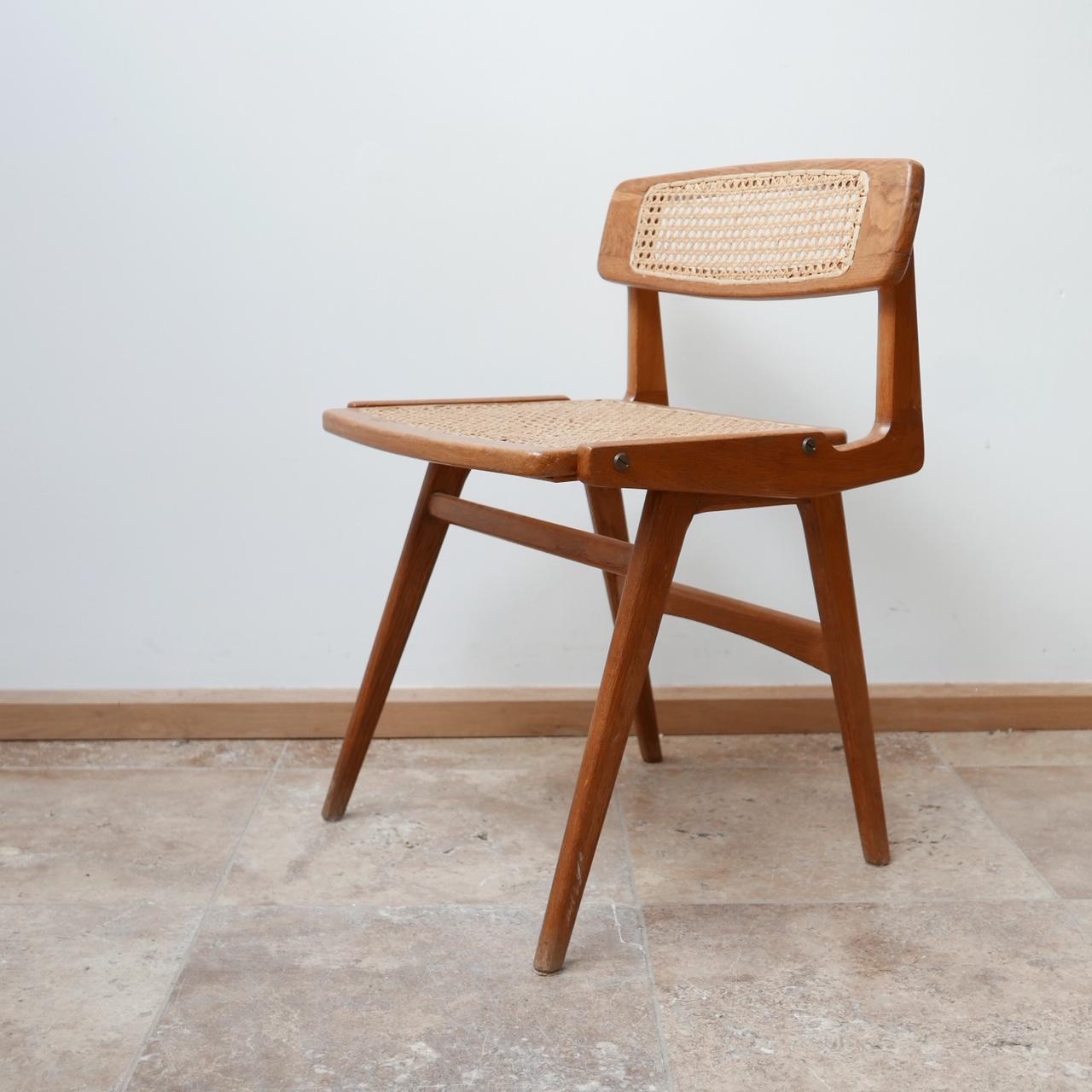 Roger Landault Mid-Century Wood and Cane Desk Chair 3