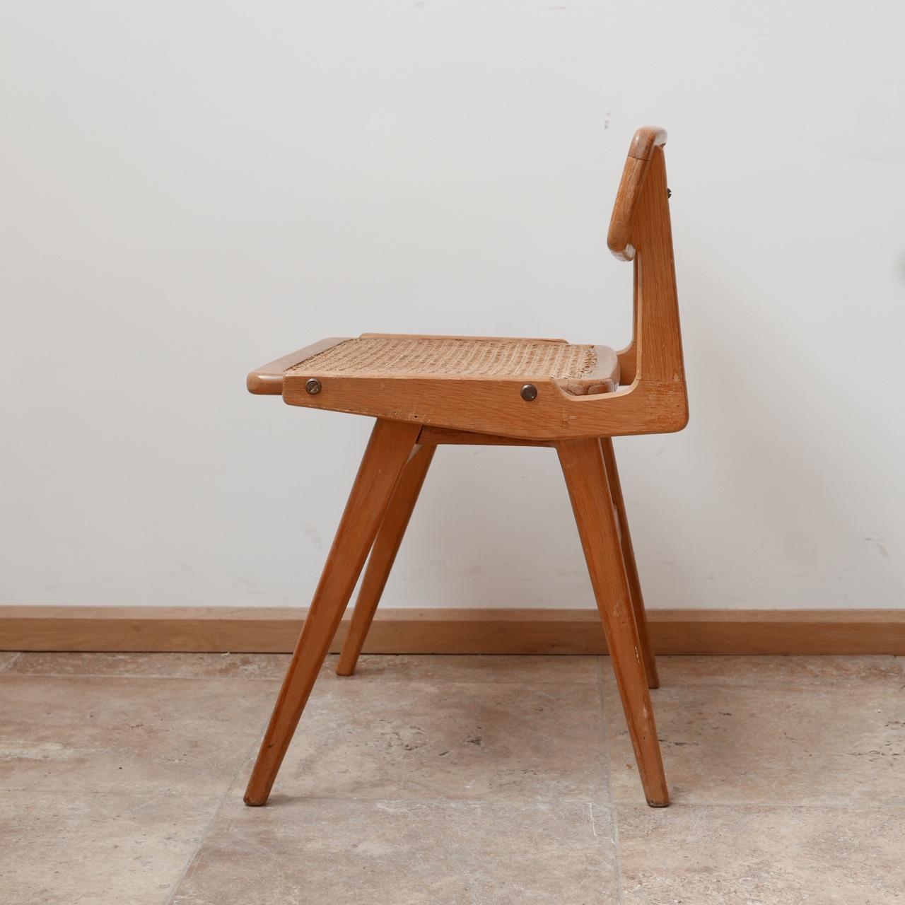 Roger Landault Mid-Century Wood and Cane Desk Chair 4