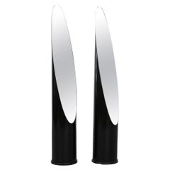Roger Lecal Style 1970's Oval Standing Black Lipstick Mirror