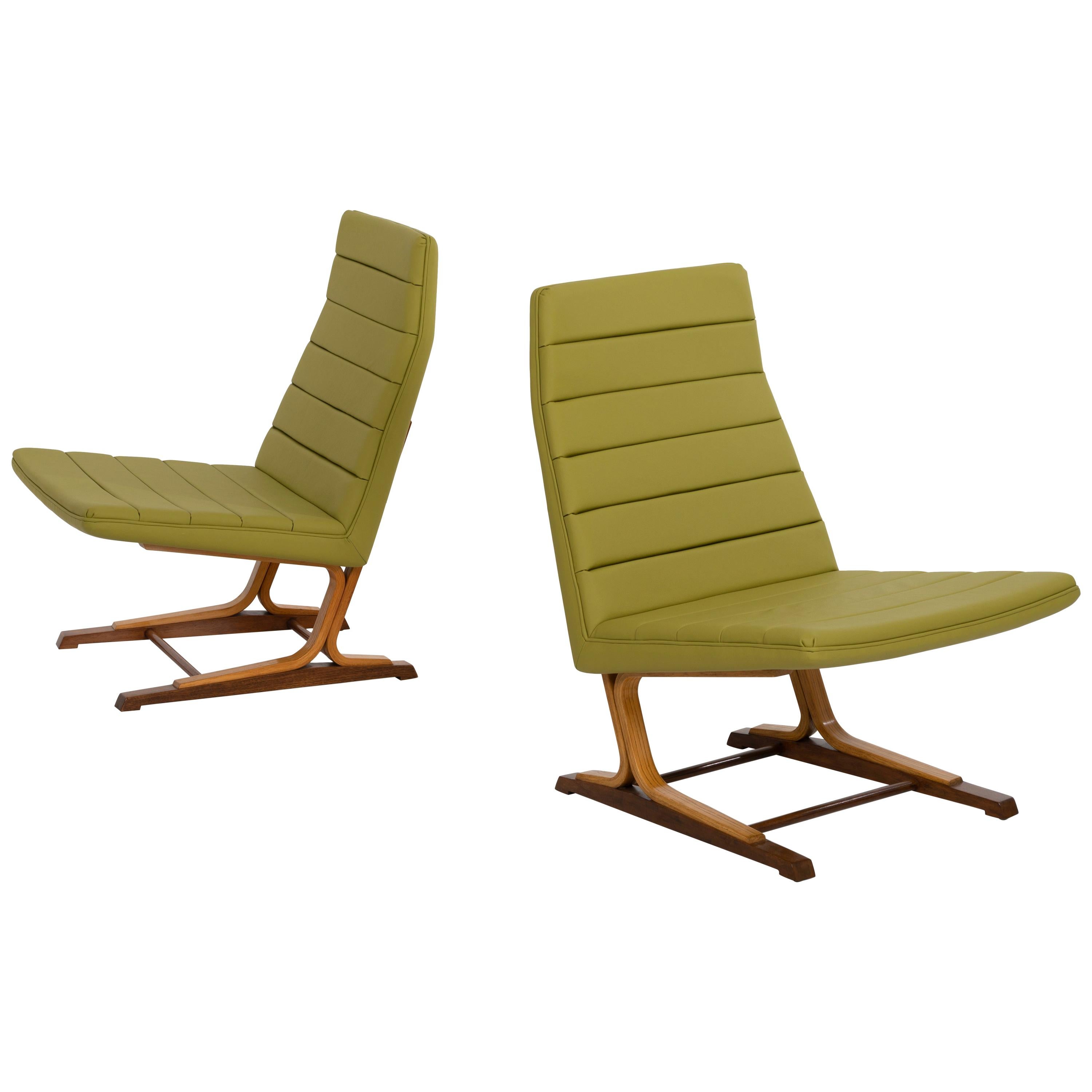 Roger Lee Sprunger for Dunbar Pair of Cantilever Lounge Chairs