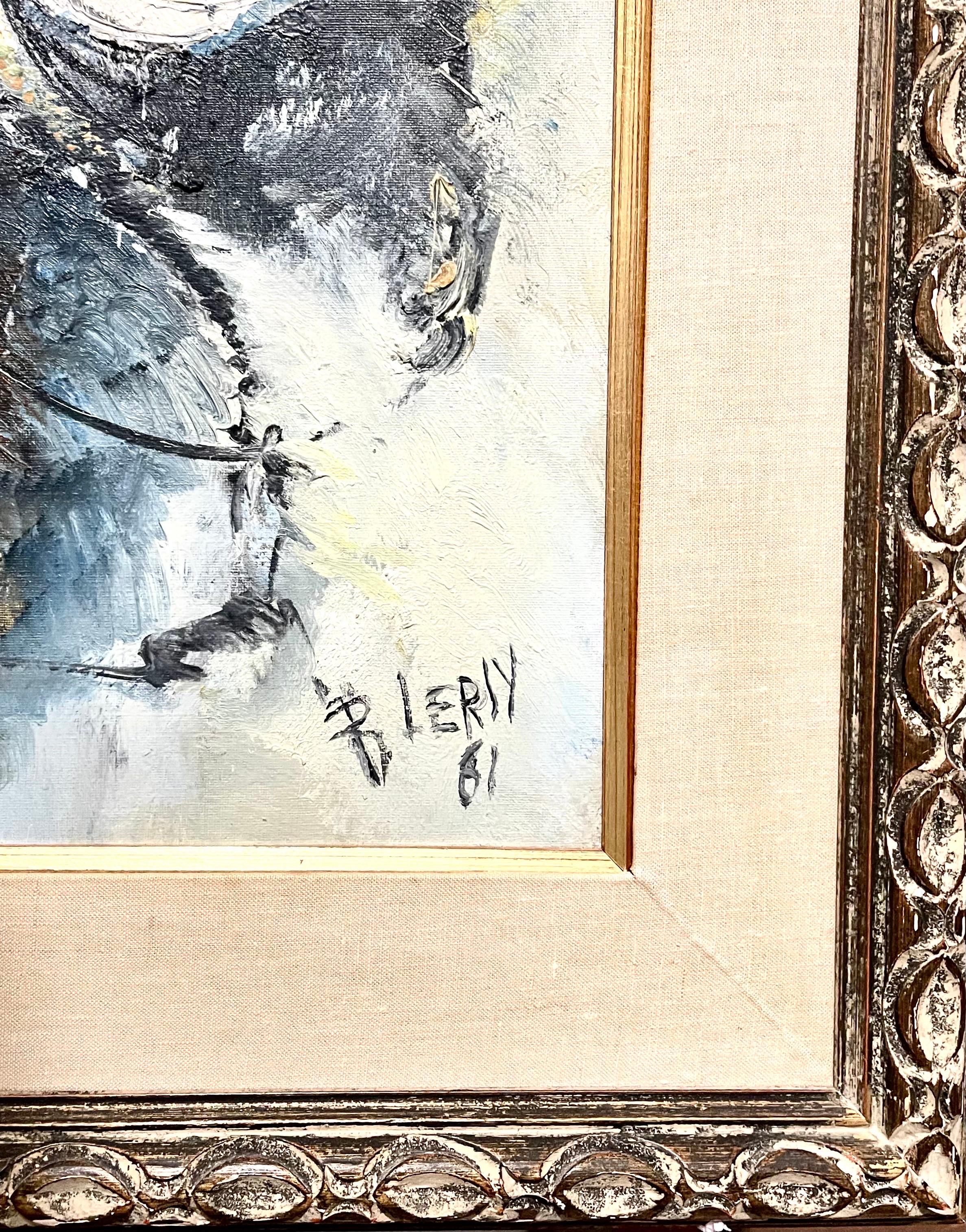 Gran pintura expresionista abstracta francesa modernista de pájaros de colores Roger Lersy en venta 3