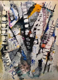 Large Modernist French Abstract Expressionist Colorful Painting