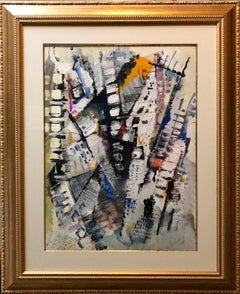 Großes farbenfrohes, abstrakt-expressionistisches französisches Gemälde der Moderne