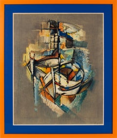 Abstract Cubist Seascape Lithograph by Roger Lersy