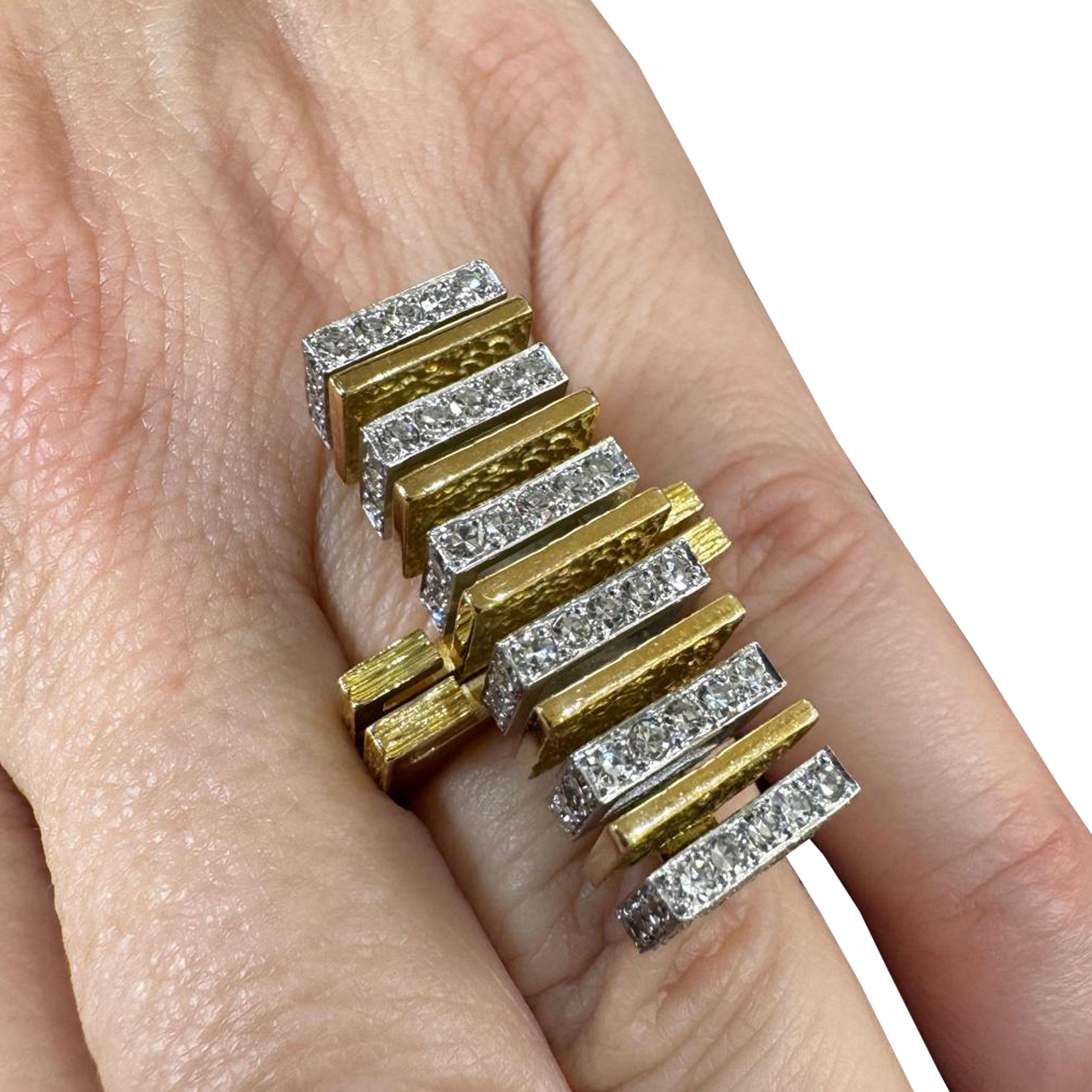 Roger Lucas für Cartier Modernistischer Cocktailring mit Diamanten im Zustand „Gut“ im Angebot in West Palm Beach, FL