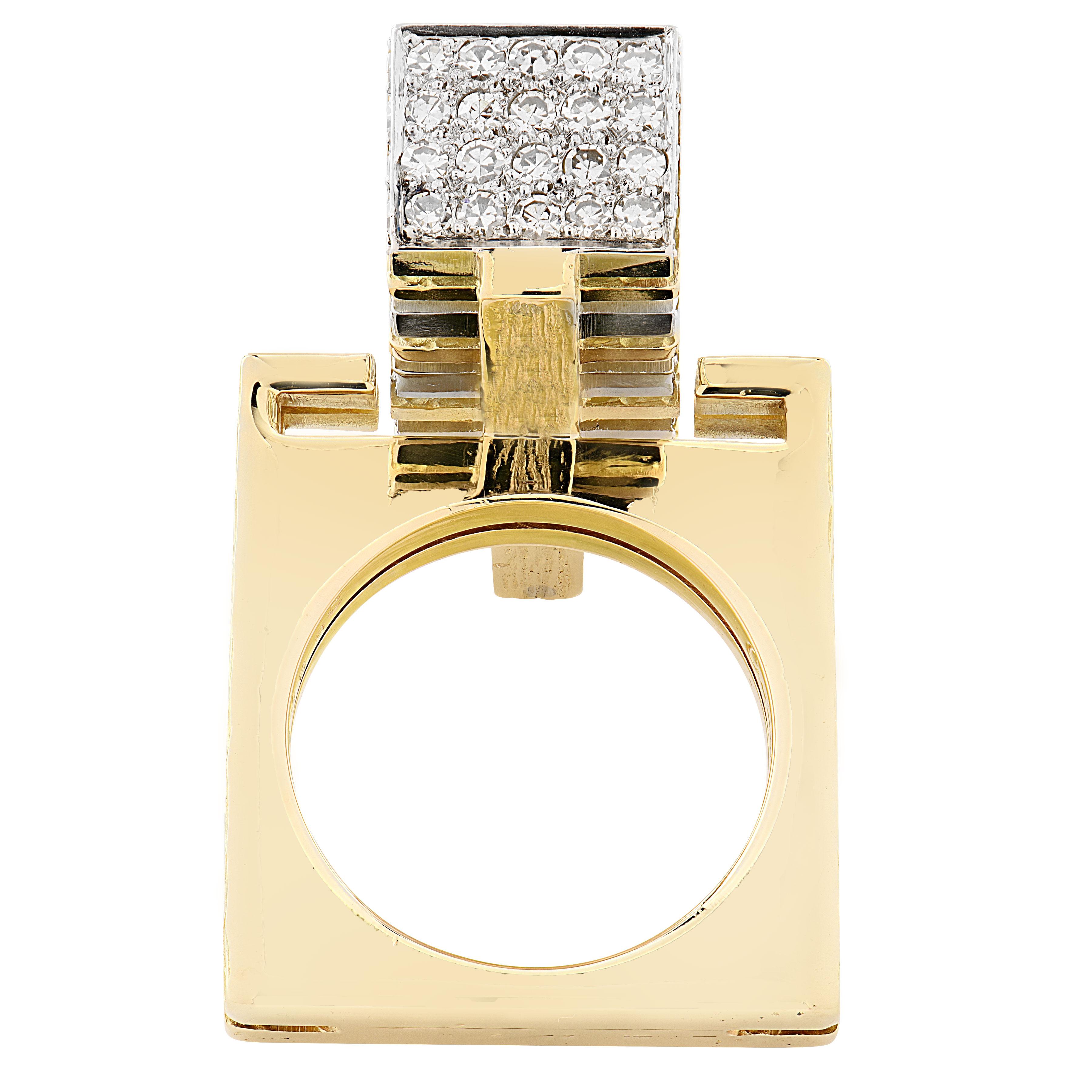 Roger Lucas für Cartier Modernistischer Cocktailring mit Diamanten Damen im Angebot