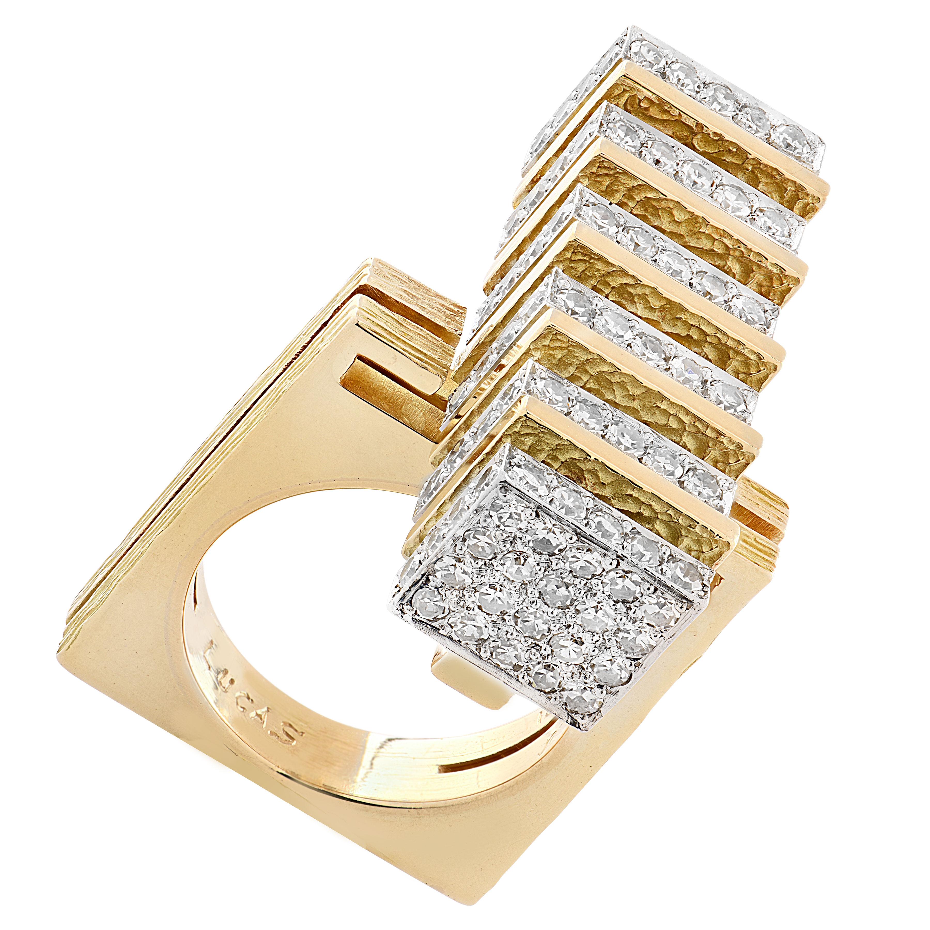 Roger Lucas für Cartier Modernistischer Cocktailring mit Diamanten im Angebot 1