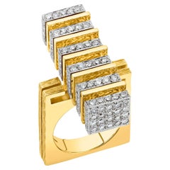 Roger Lucas For Cartier Diamond Modernist Cocktail Ring