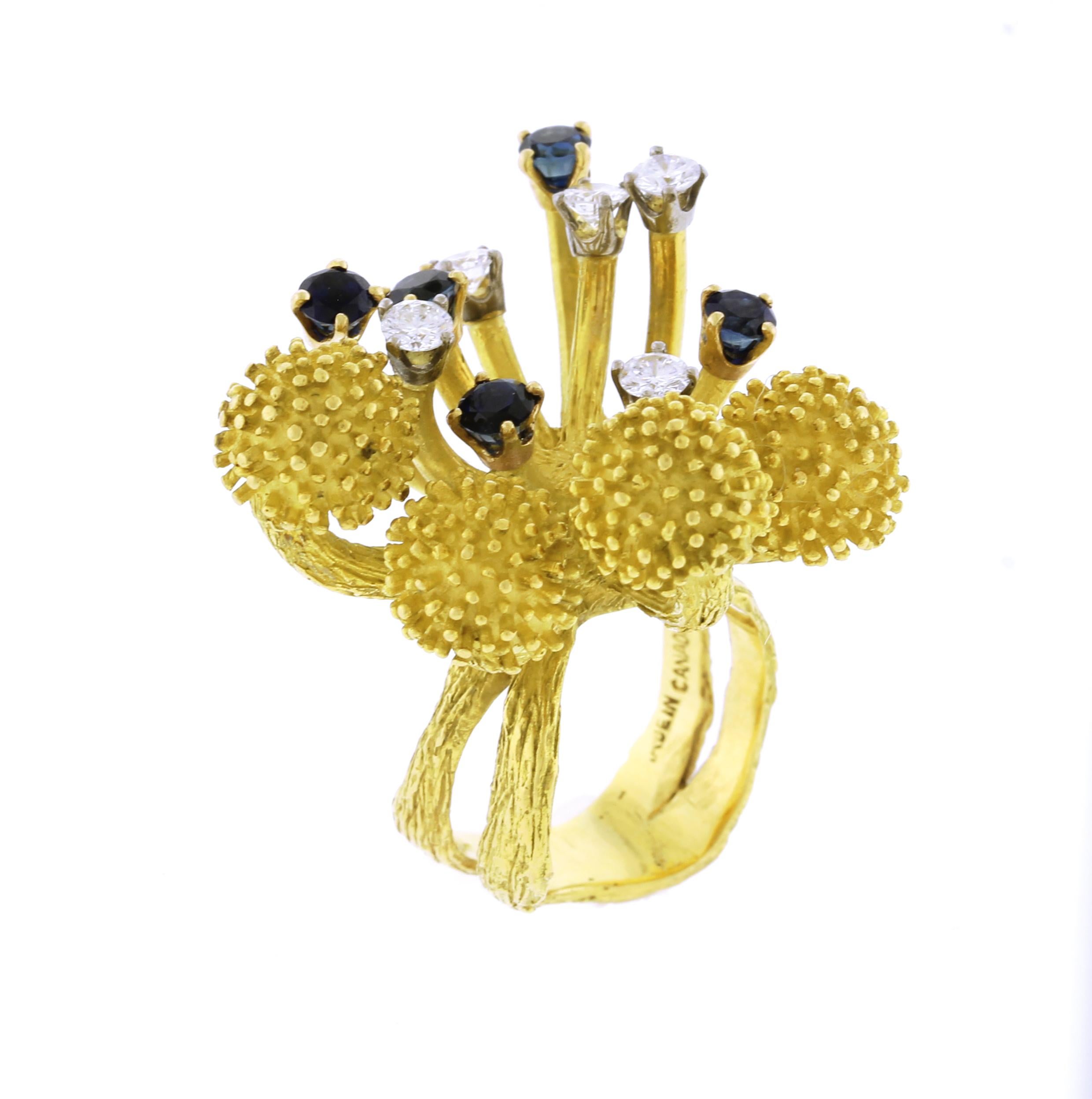 Roger Lucas für Cartier Seascape Ring mit Saphir und Diamant aus der Mitte des Jahrhunderts im Zustand „Gut“ in Bethesda, MD