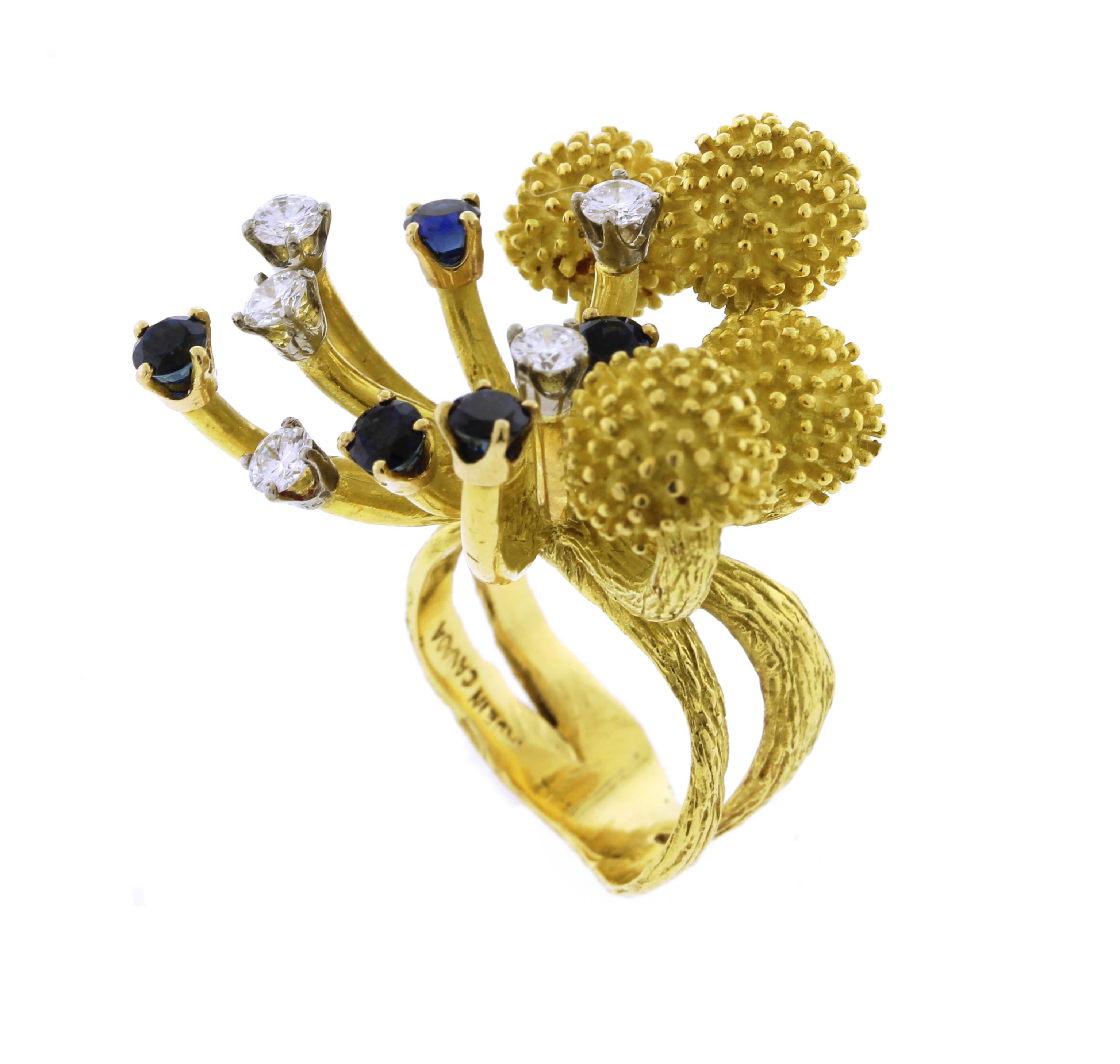 Roger Lucas für Cartier Seascape Ring mit Saphir und Diamant aus der Mitte des Jahrhunderts für Damen oder Herren