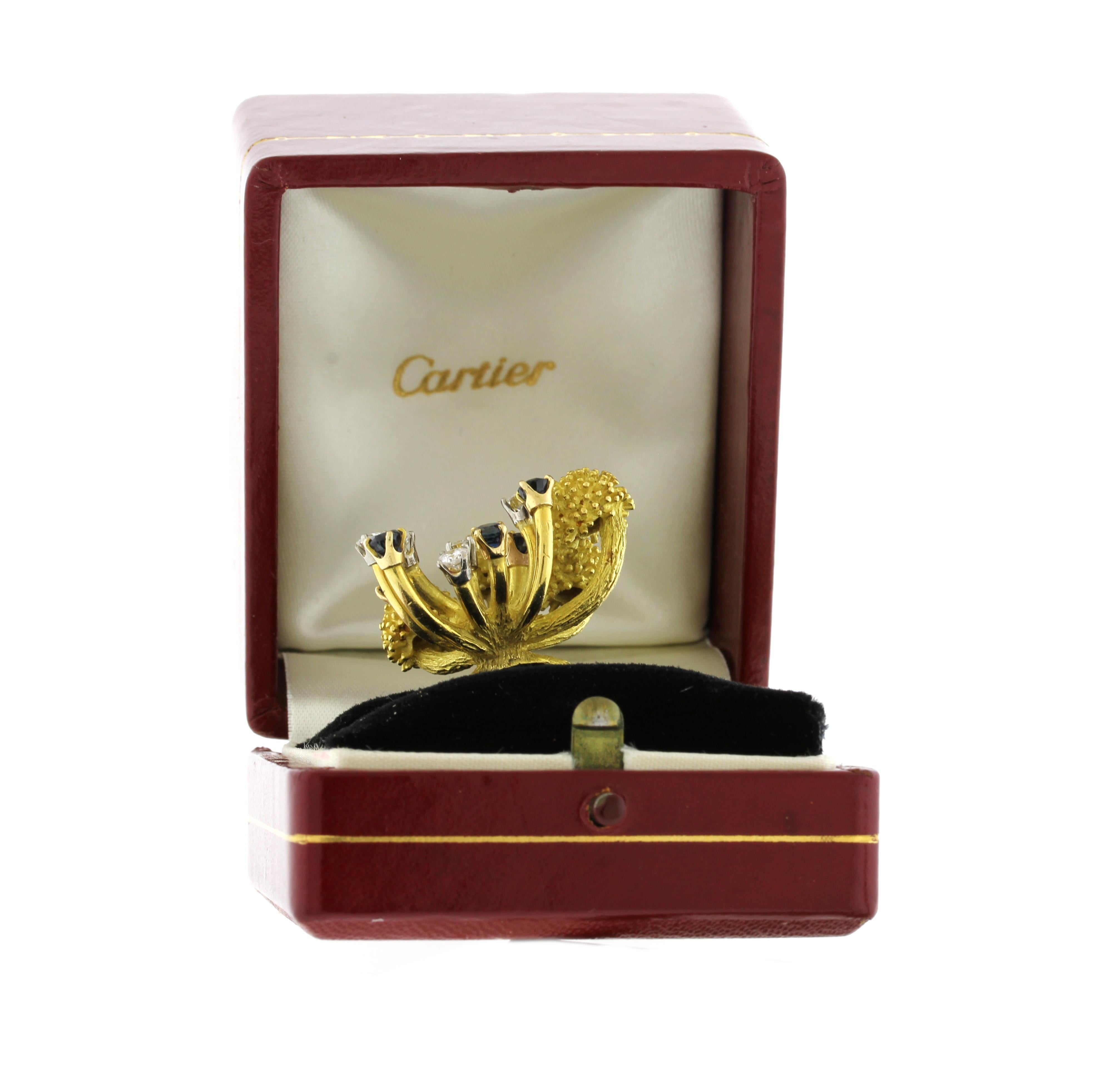 Roger Lucas für Cartier Seascape Ring mit Saphir und Diamant aus der Mitte des Jahrhunderts 1