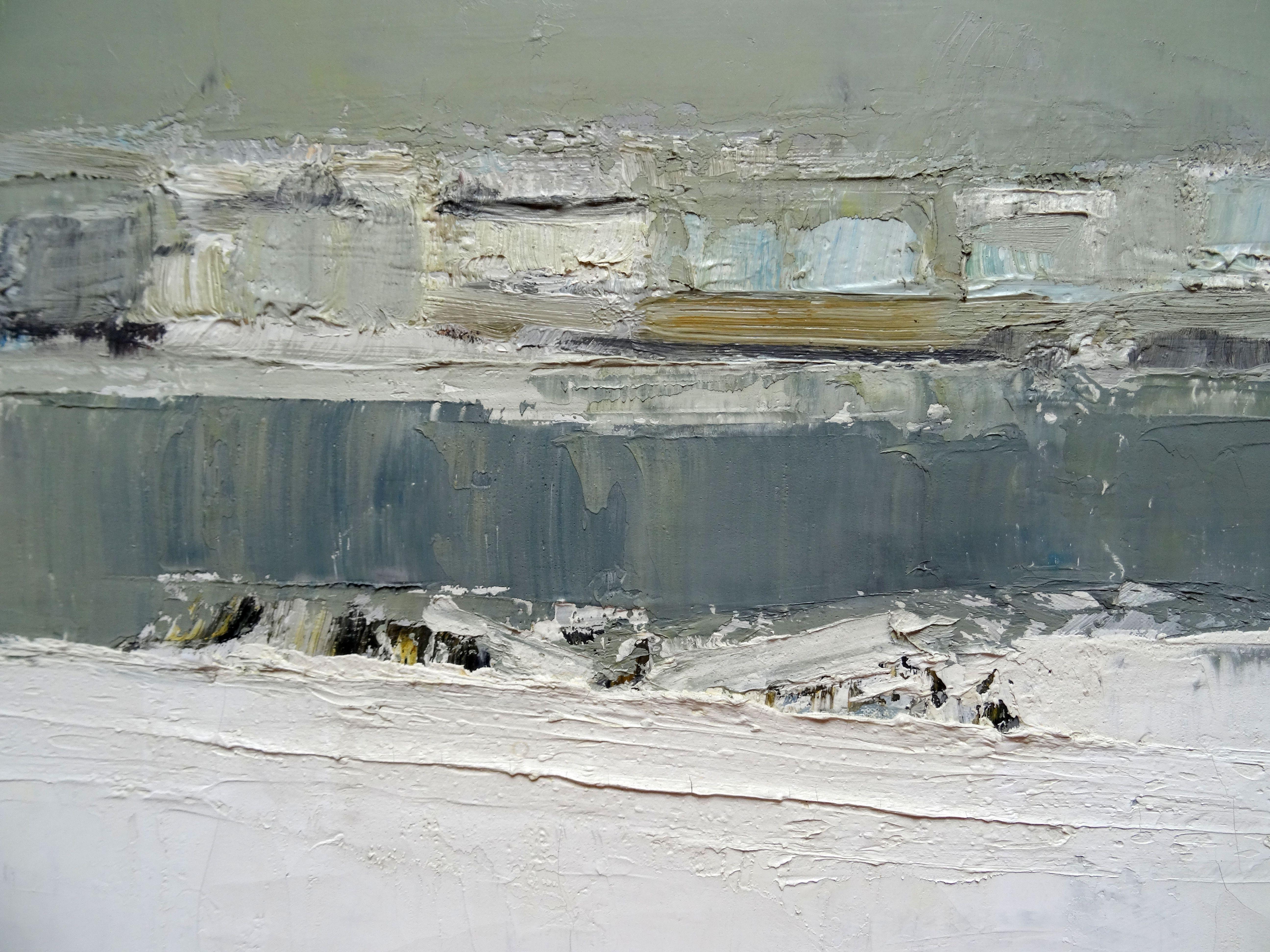 Parigi. Le rive della Senna. 1961, olio su tela, 60x81 cm - Abstract Painting Grigio di Roger Mühl