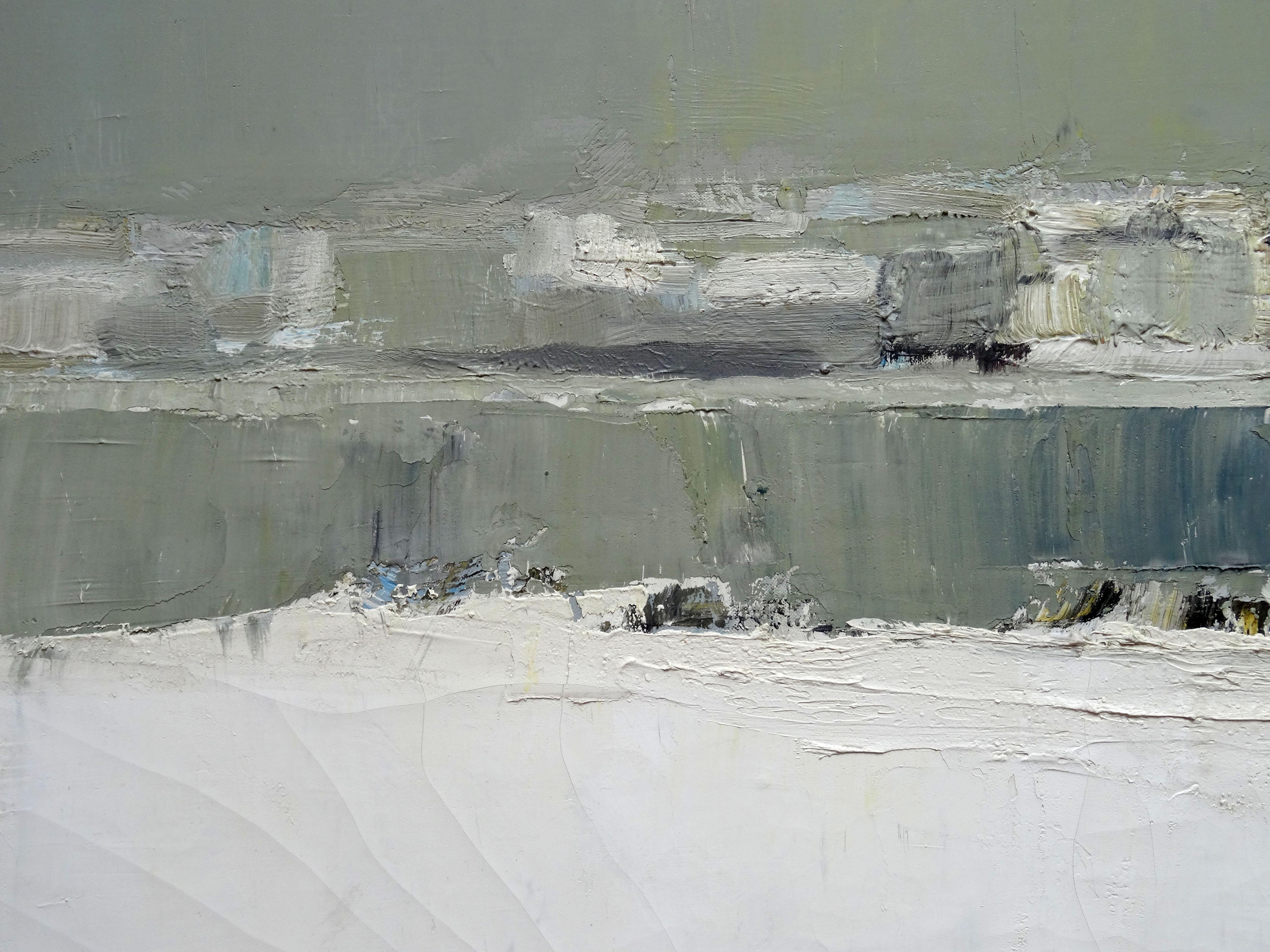 Paris. Banks of the Seine. 1961, oil on canvas, 60x81 cm - Gray Abstract Painting by Roger Mühl