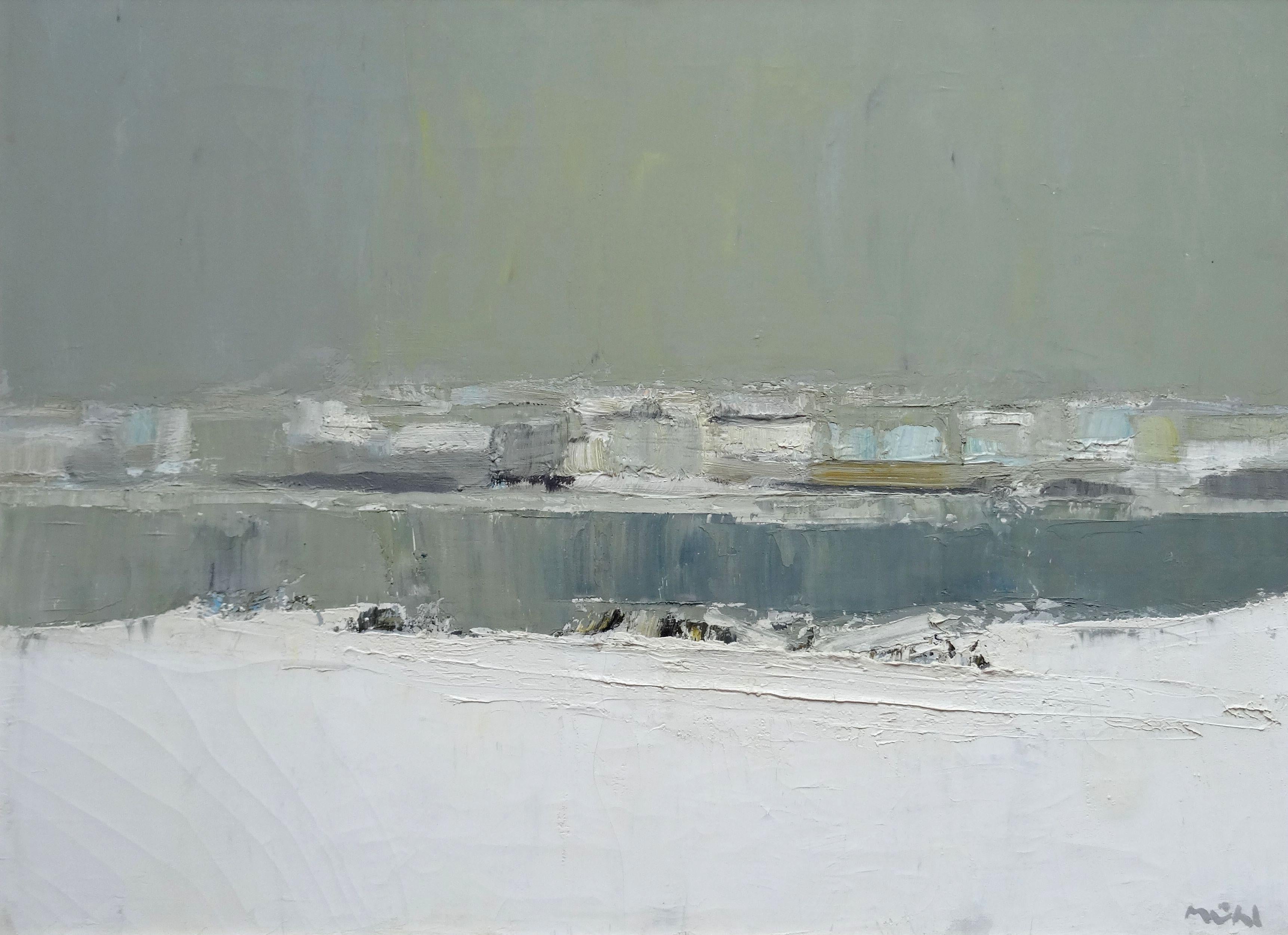 Roger Mühl Abstract Painting – Paris. Banks of the Seine, 1961, Öl auf Leinwand, 60x81 cm
