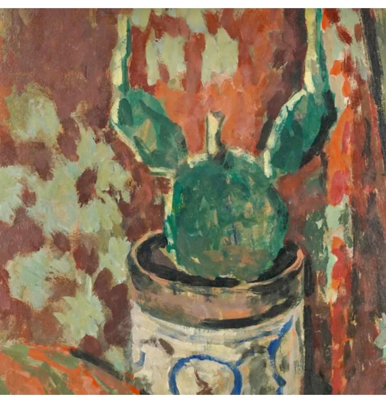 Roger Muhl Fauvist Still Life Cactus Ecole de Paris French Oil Painting Paques  For Sale 7