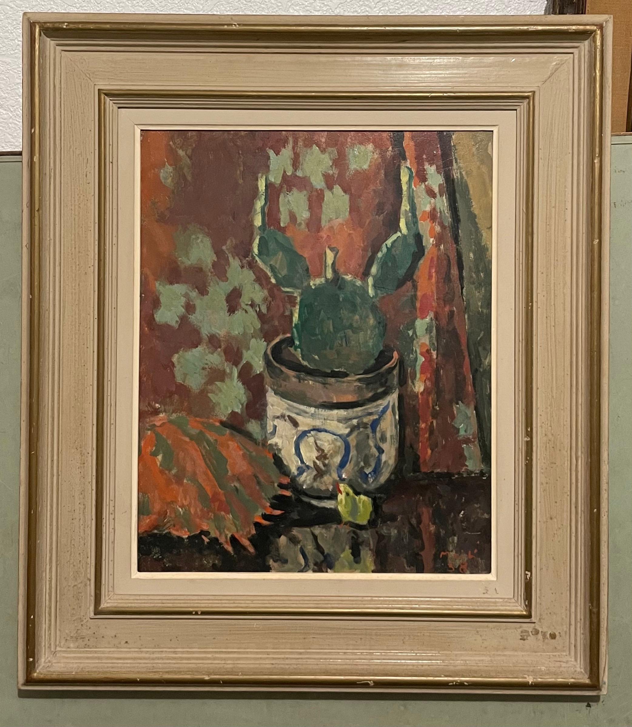 Roger Muhl Natura morta fauvista Cactus Ecole de Paris Pittura a olio francese Paques in vendita 10
