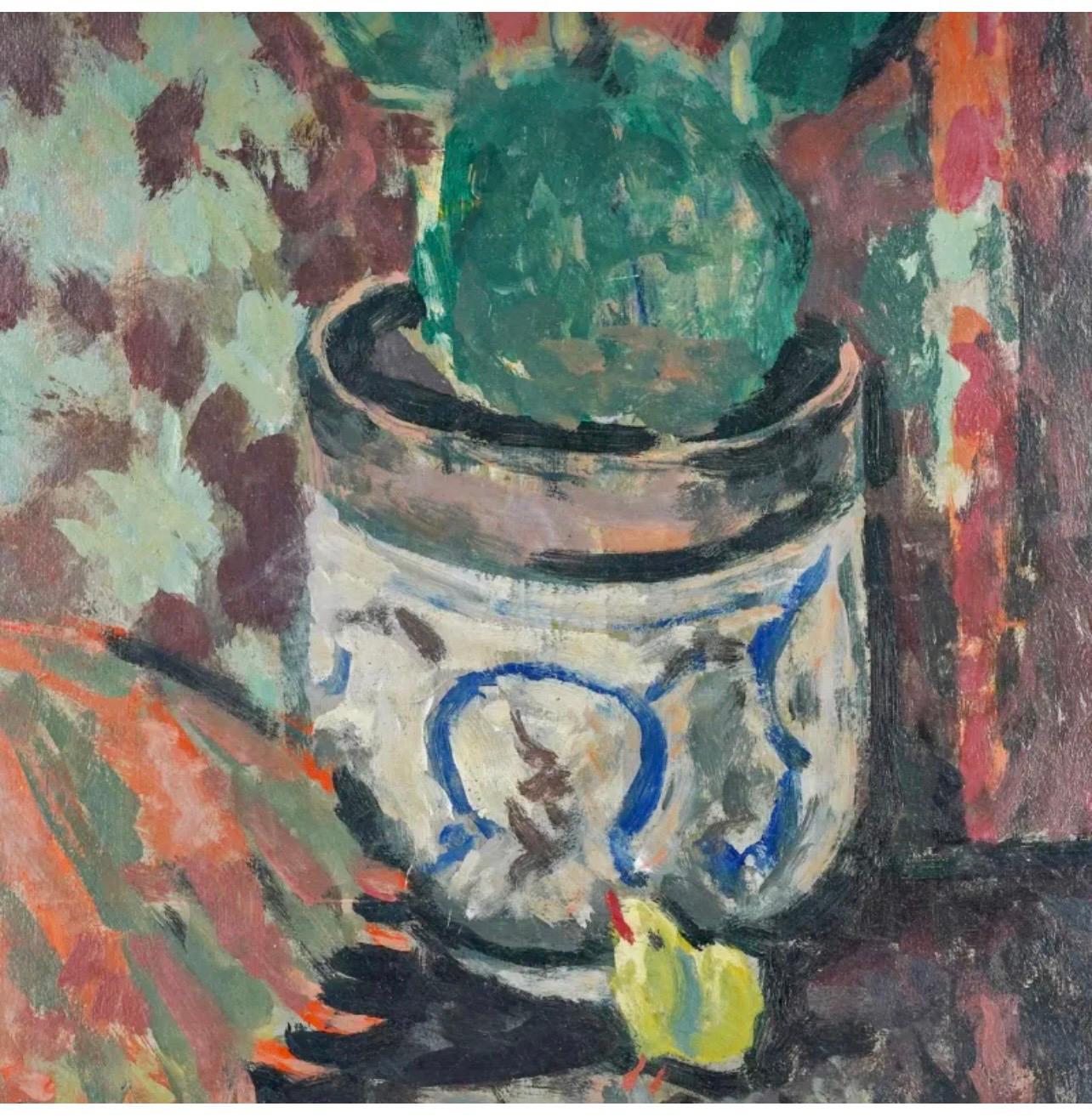 Roger Muhl Fauvist Still Life Cactus Ecole de Paris French Oil Painting Paques  For Sale 5