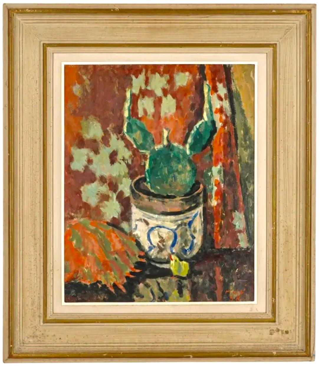 Landscape Painting di Roger Mühl - Roger Muhl Natura morta fauvista Cactus Ecole de Paris Pittura a olio francese Paques