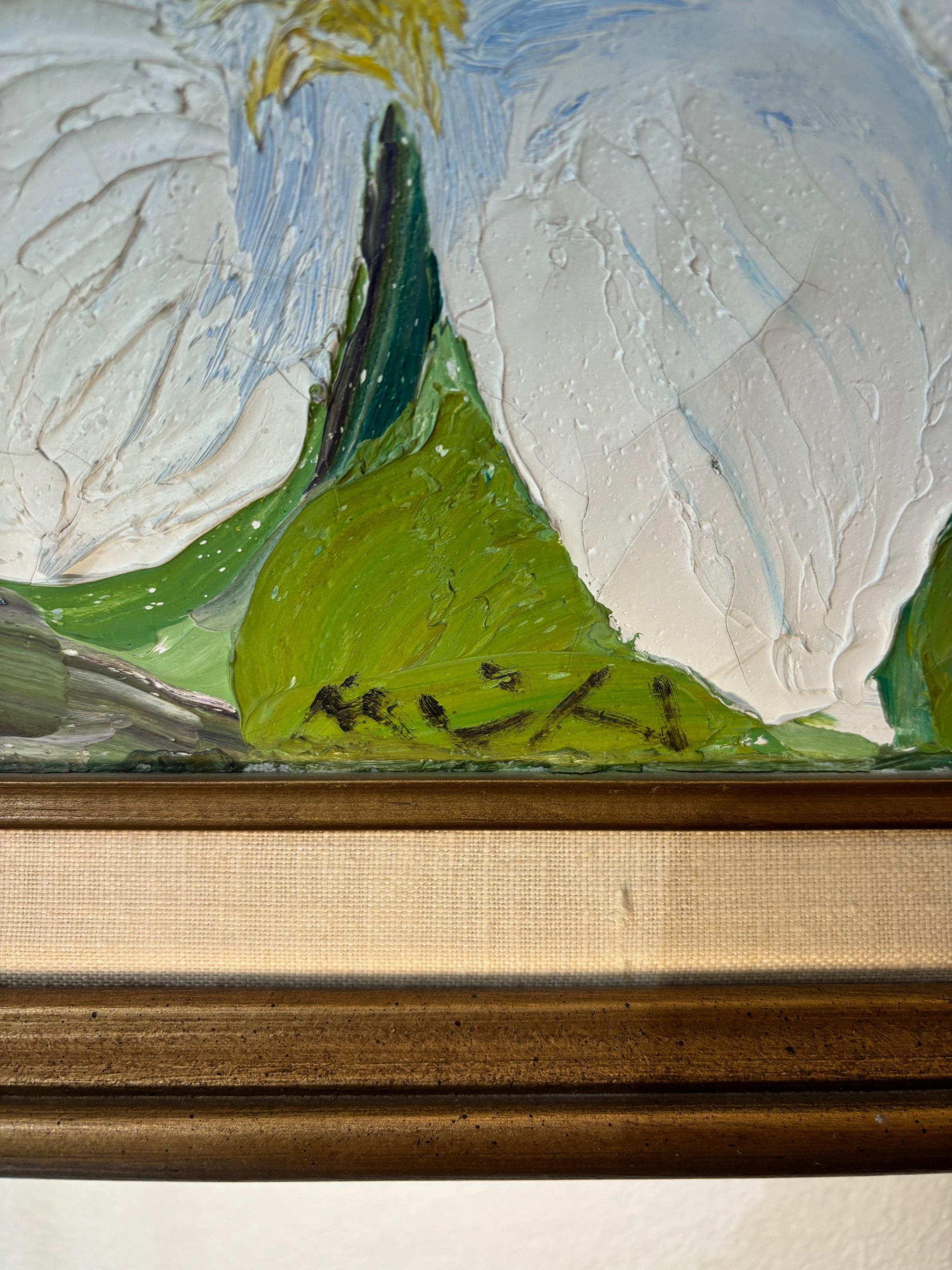 Trillium blanco de Roger Mühl - Óleo sobre lienzo 19x34 cm en venta 4
