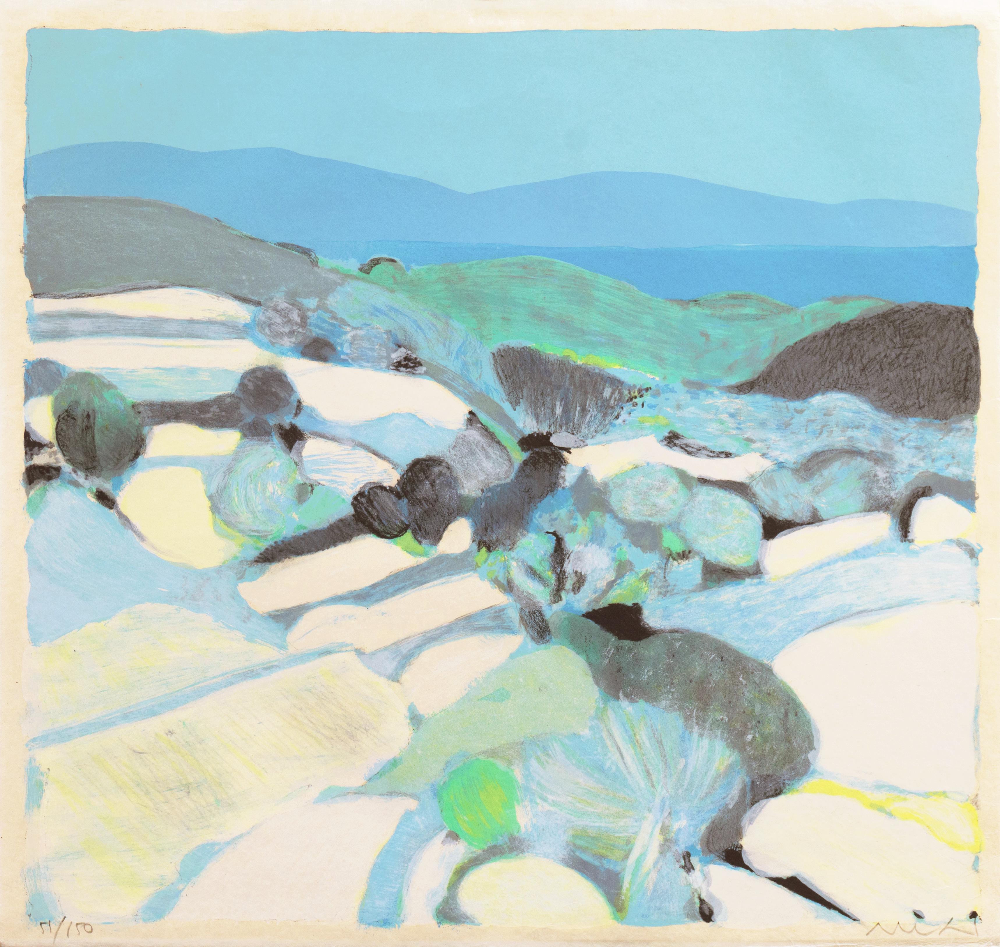 Blue Coastal Landscape - Print by Roger Mühl
