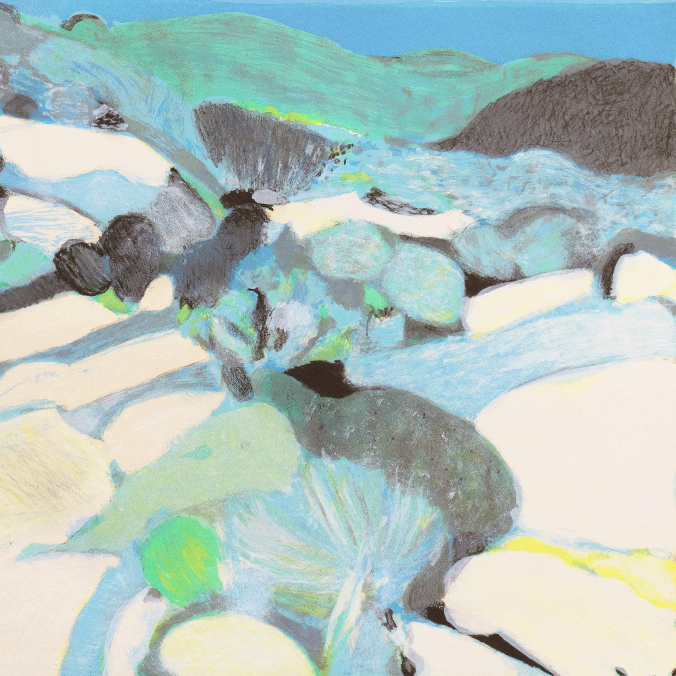 Roger Mühl Landscape Print - Blue Coastal Landscape
