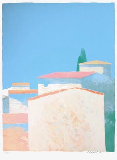 Roger Mühl, "Les Maisons au Soleil", signé et numéroté, 1985 Lithographie