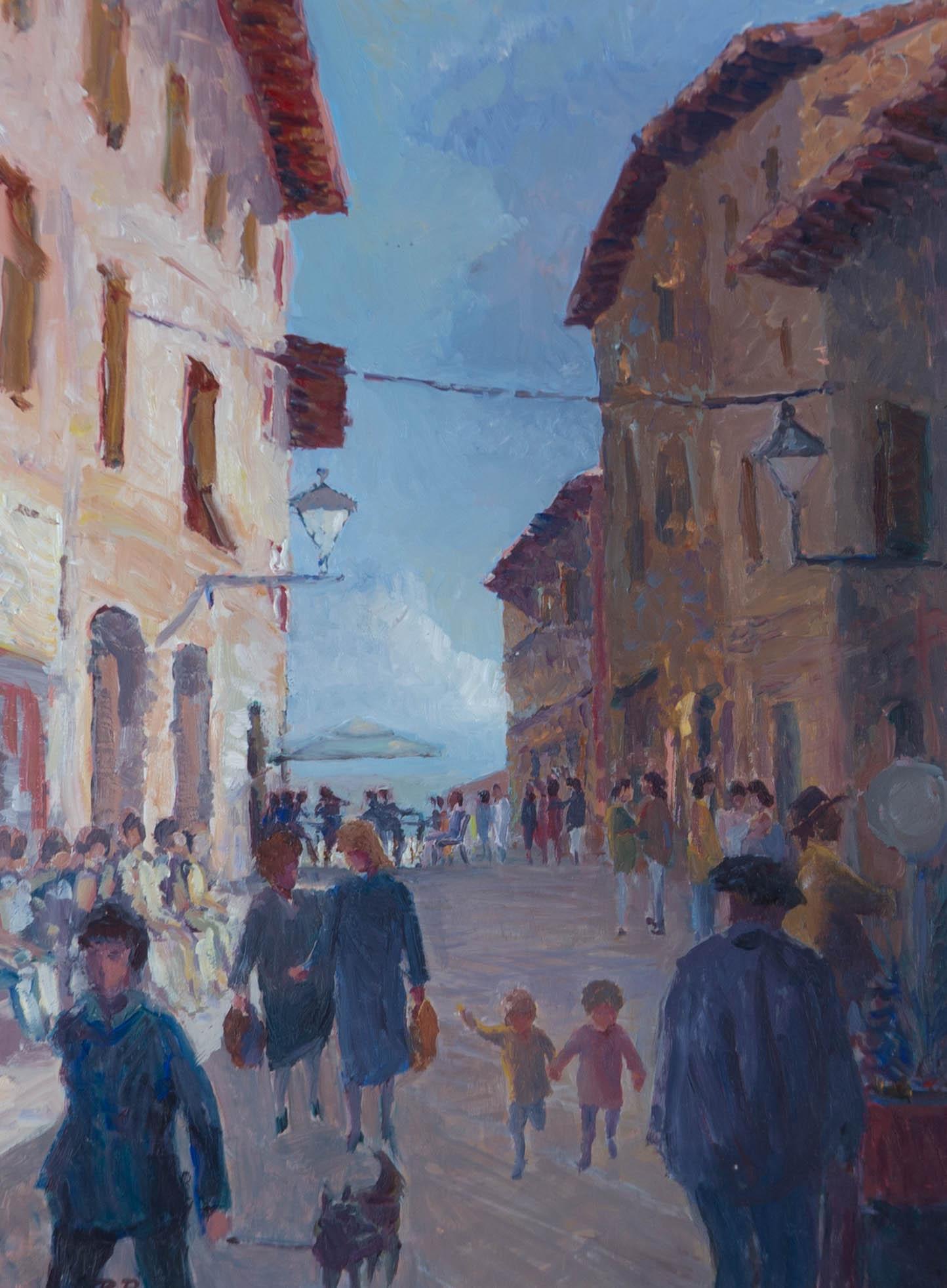 Roger Macbeth Rigby (1922-2019) - Olio del XX secolo, Passeggio a Casole D'Elsa in vendita 1