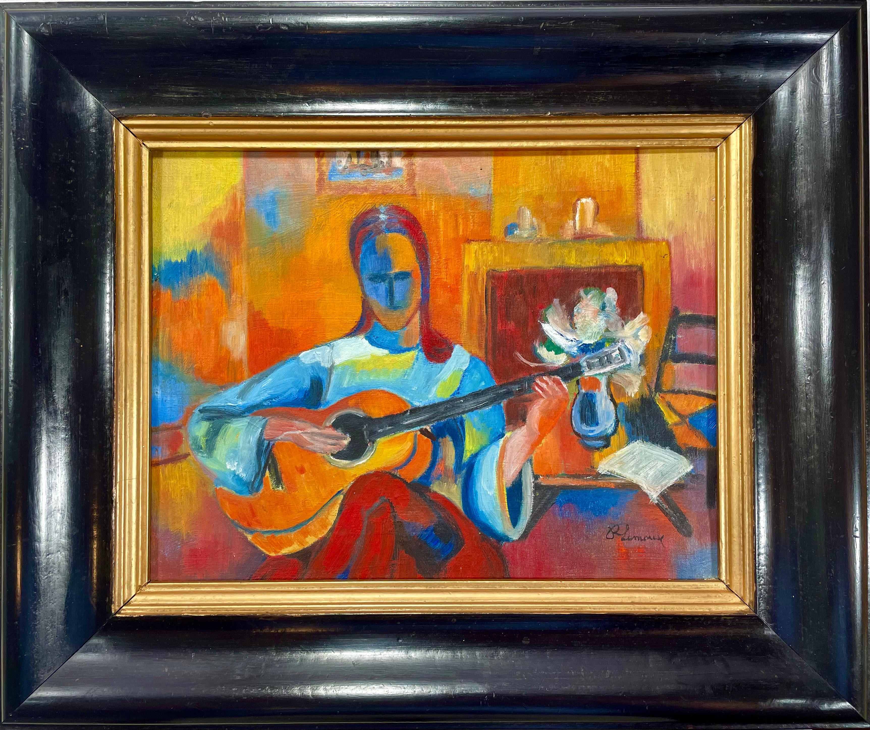 Roger Marcel Limouse Figurative Painting - Guitar Player