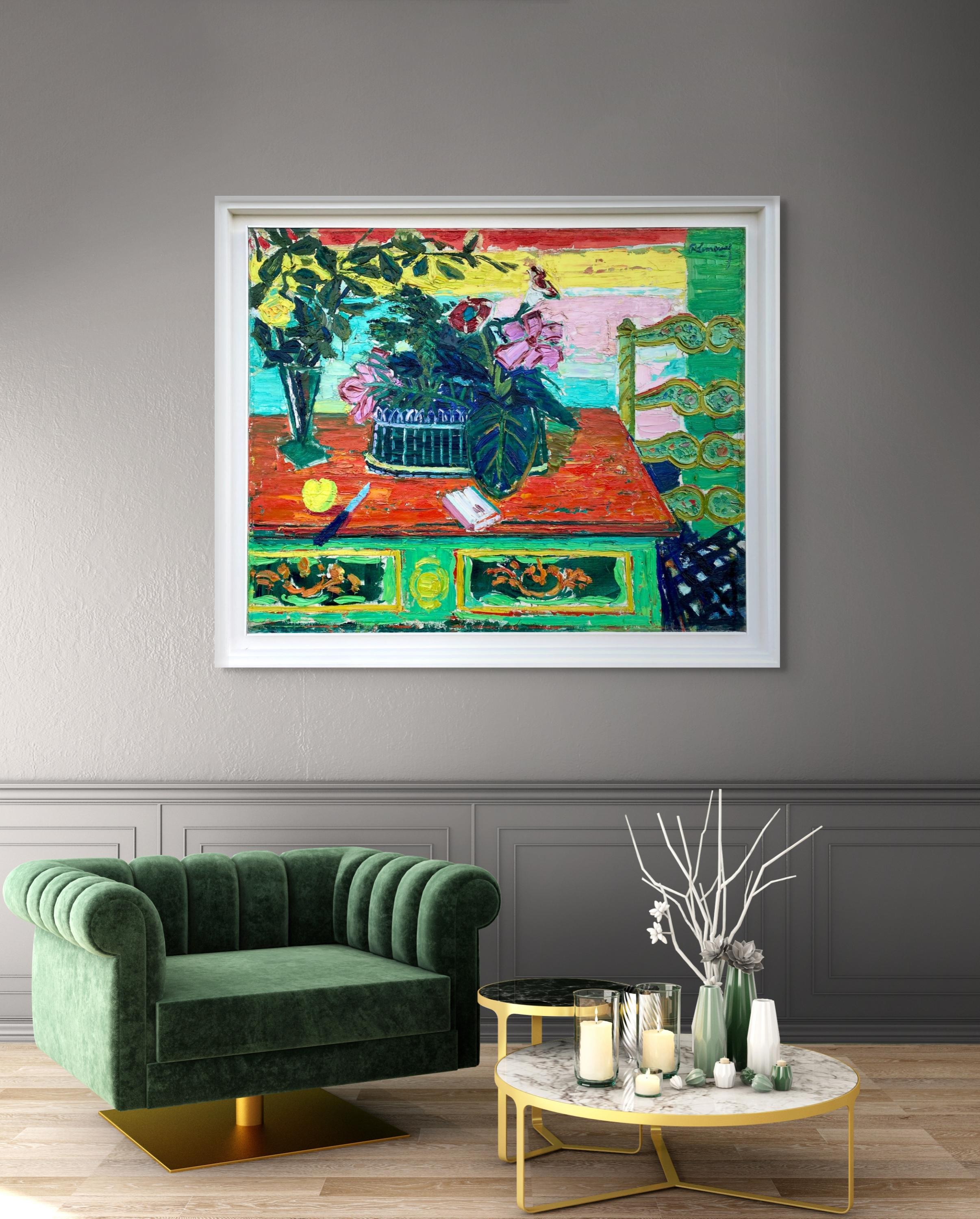 Roger Marcel Limouse, 1894 – 1989, French, Interior with Flowers - Nature Morte For Sale 4