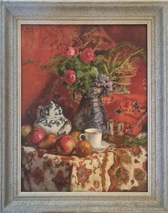 French Painting Roger MASSON Art Deco Still life Fruits Red 20th