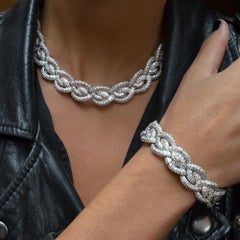 Roger Mathon for Cellini NYC 18 Karat Gold, 25.45 Carat Diamond Braided Collar