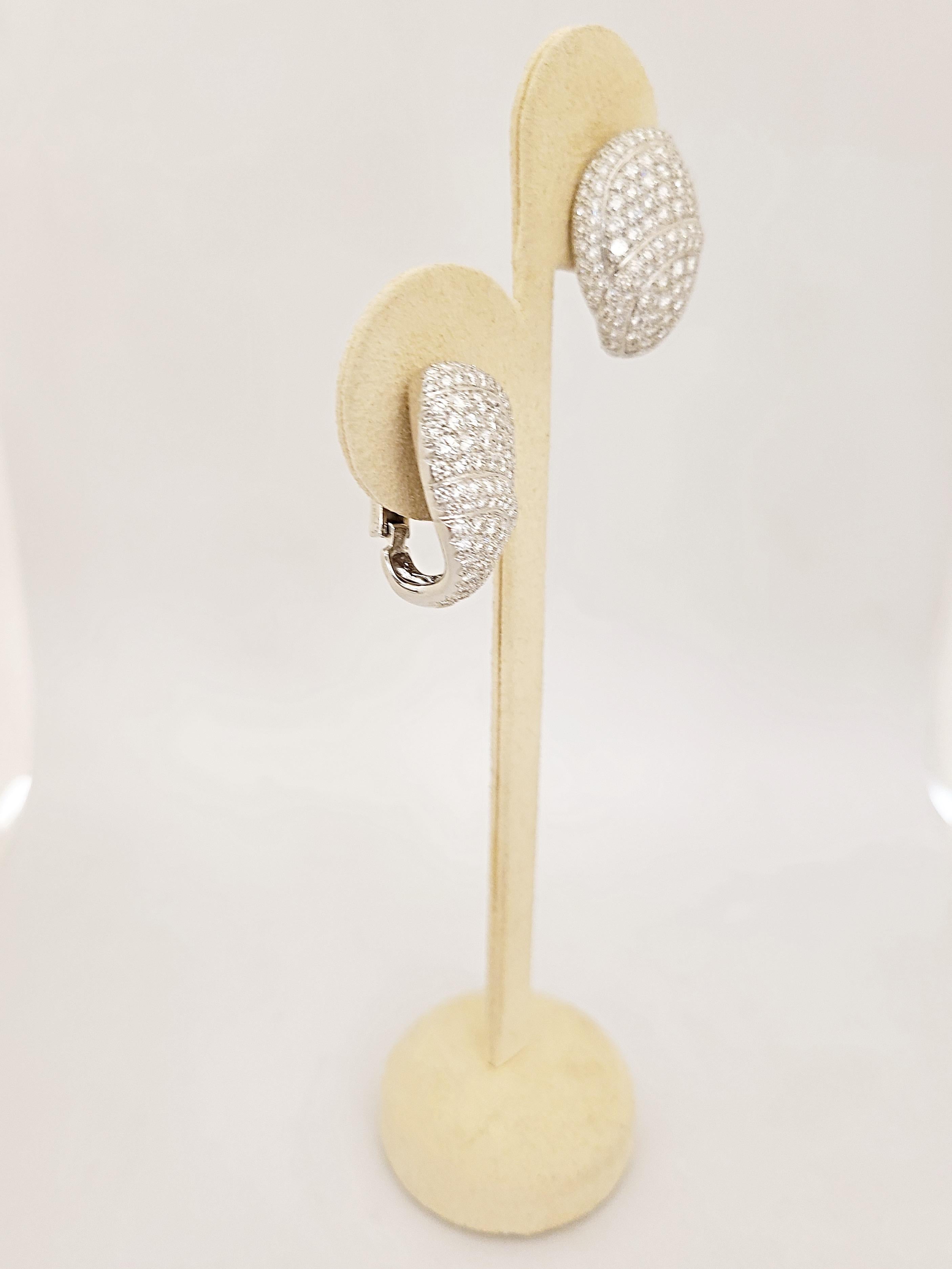 Modern Roger Mathon for Cellini NYC 18 Karat White Gold and 5.39 Carat Diamond Earrings For Sale