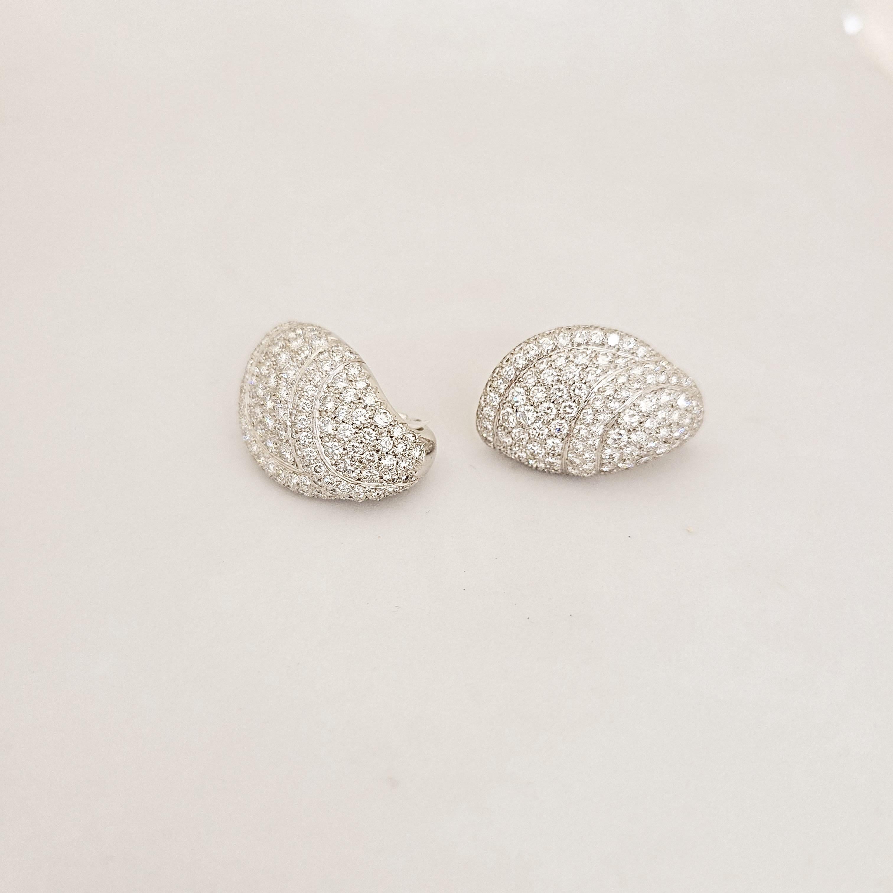 Women's or Men's Roger Mathon for Cellini NYC 18 Karat White Gold and 5.39 Carat Diamond Earrings For Sale