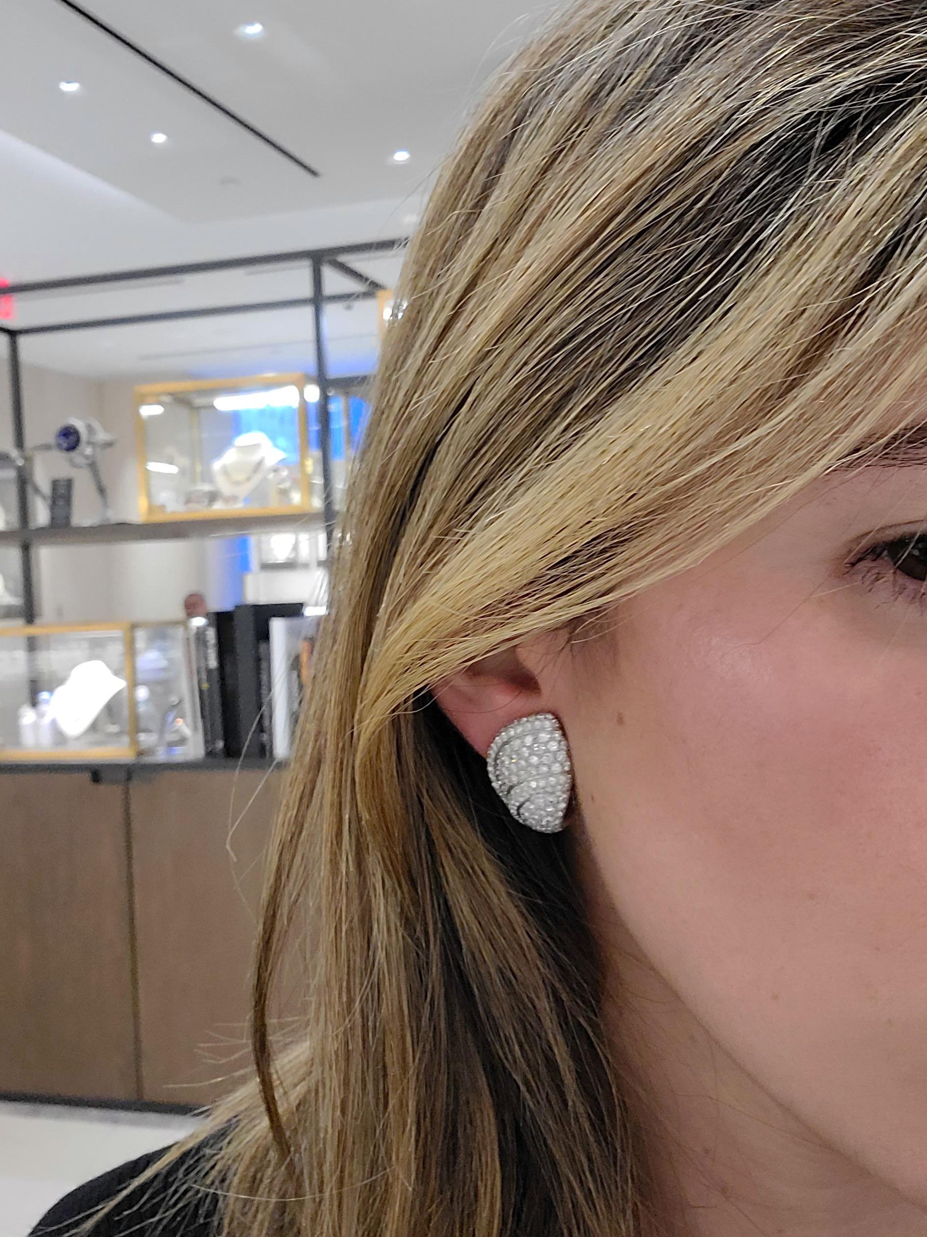 Roger Mathon for Cellini NYC 18 Karat White Gold and 5.39 Carat Diamond Earrings For Sale 3