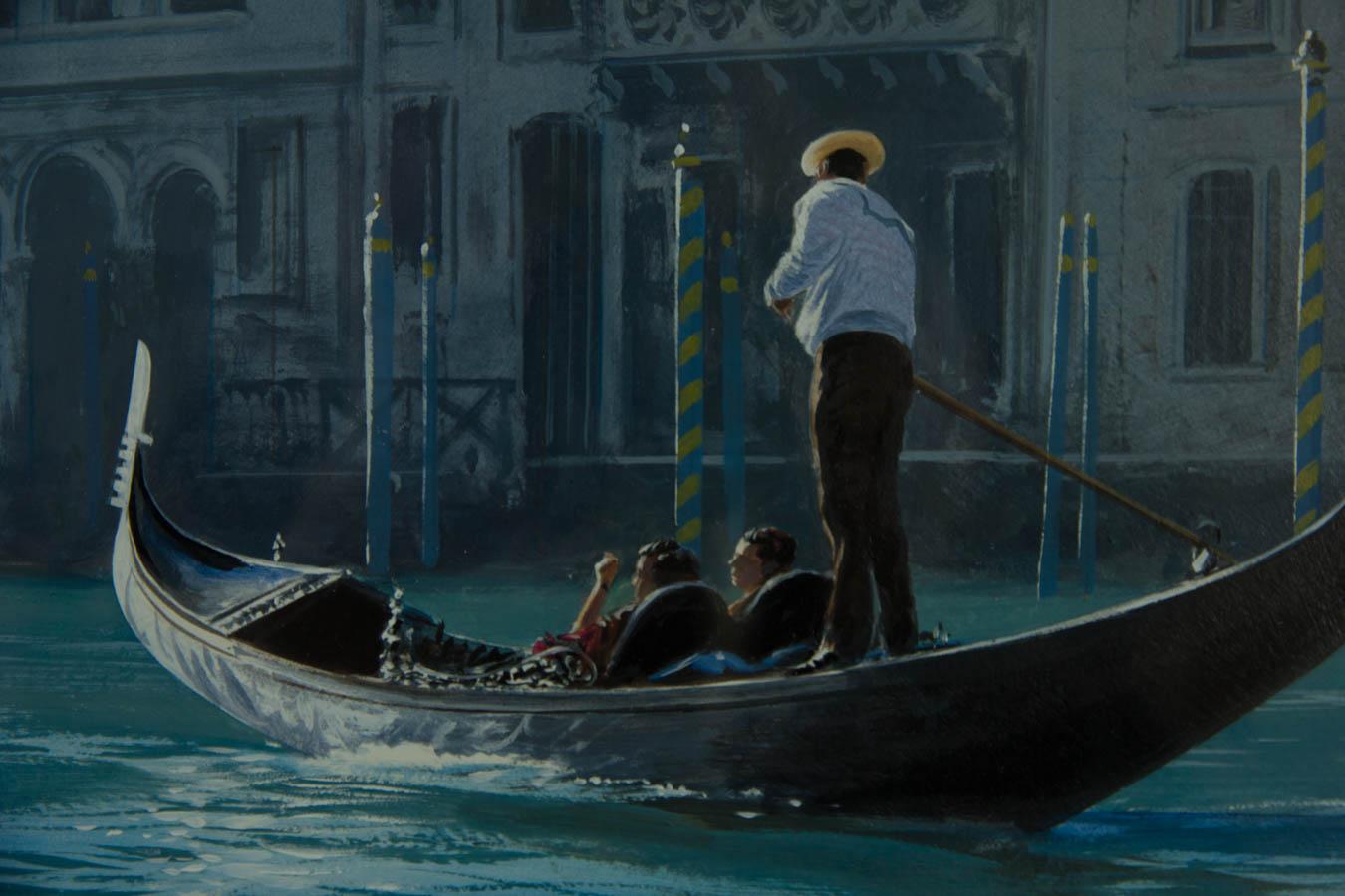 Differing from Mcphail's usual subject of nature and wildlife, 'On the Grand Canal' captures a relaxing and scenic rendition of The Grand Canal, Venice. Mcphail's tight brushwork and intricate detail transports the viewer into his soft and